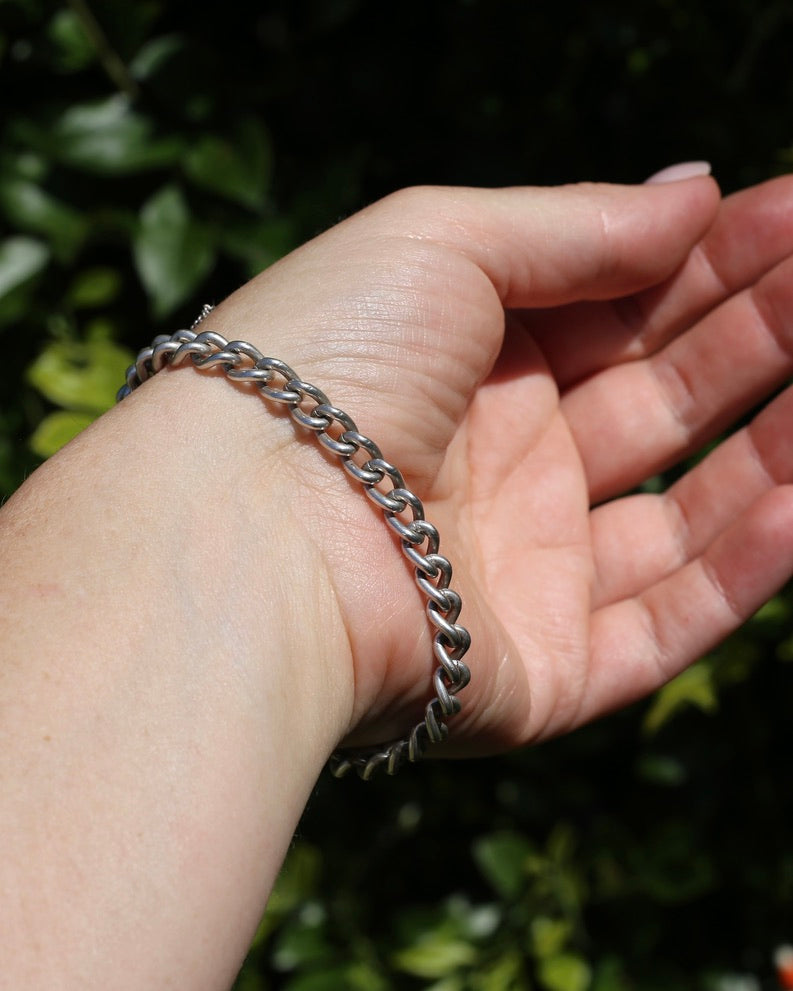 Vintage Silver Curb Bracelet with French Vintage Hallmarks, 21g