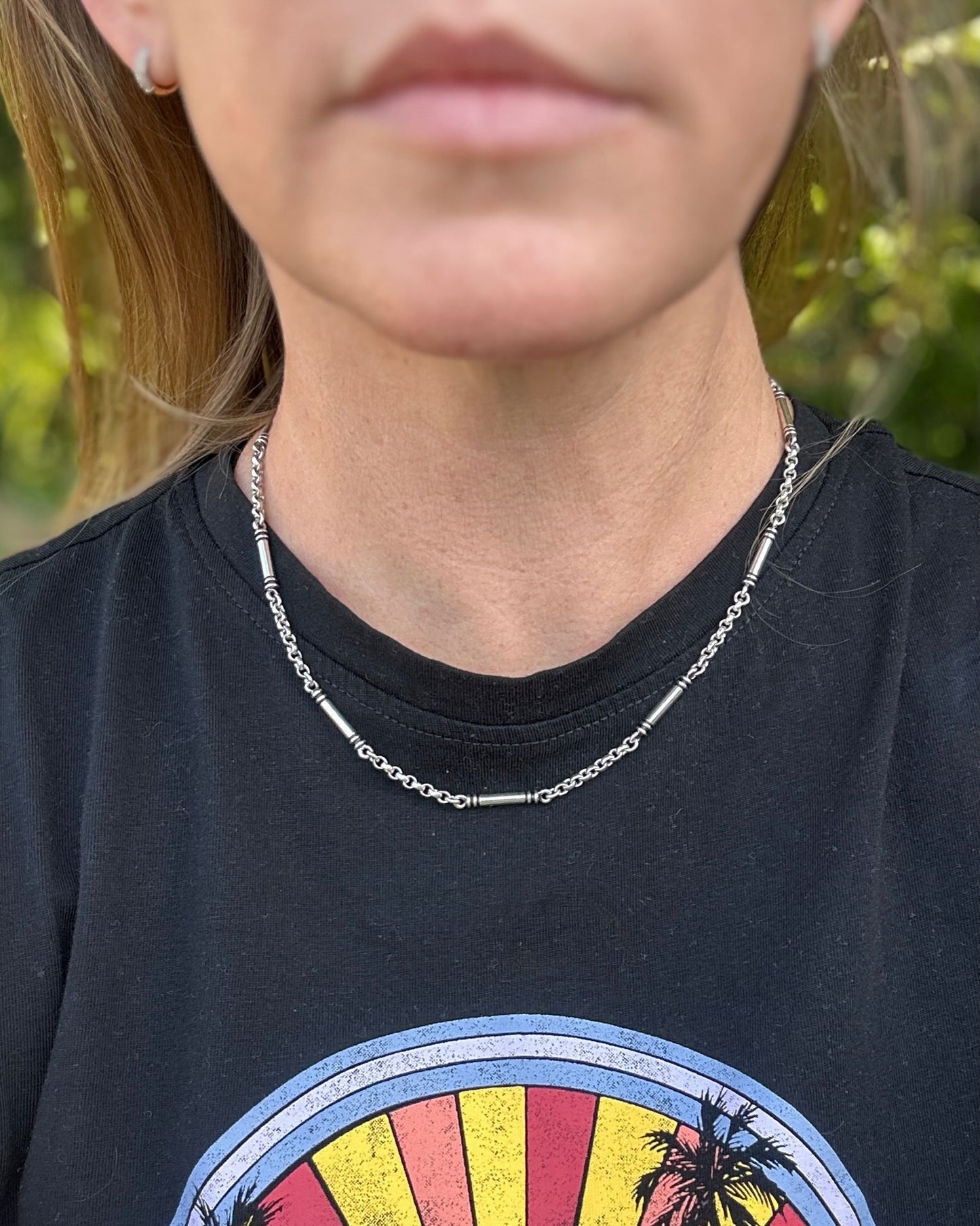 Vintage Australian Silversmith Don Bannister Bar and Cable Chain Necklace, 19.4g