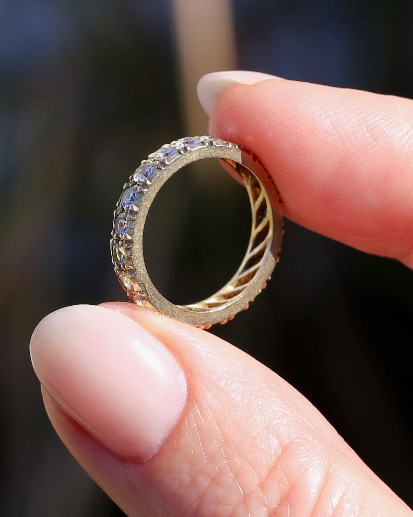 Vintage 1950s Style White Spinel Eternity Ring, 9ct Yellow Gold, size J or 4.75