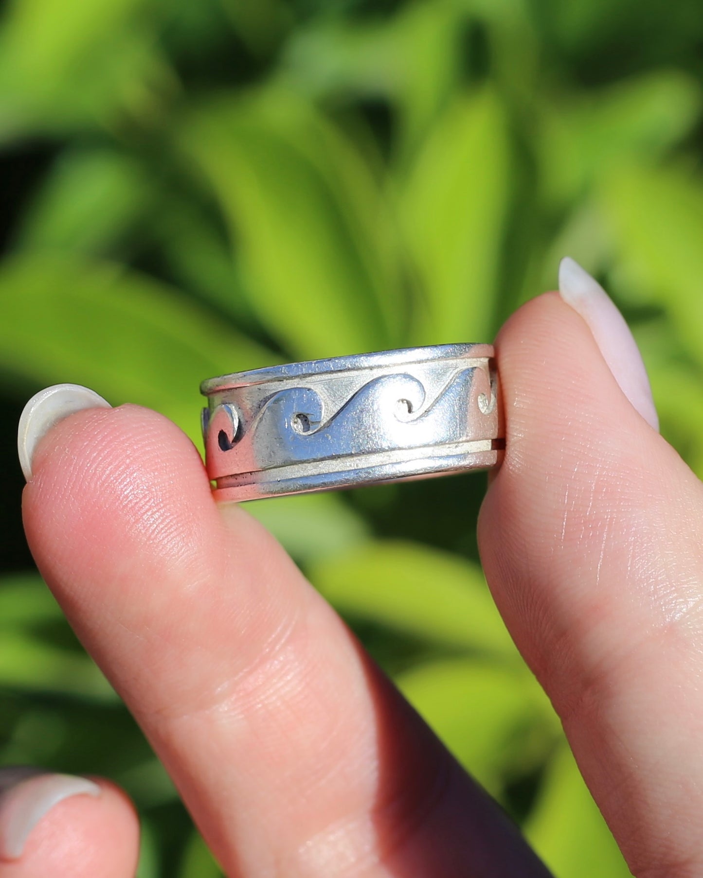 Chunky Sterling Silver Wave Ring, size U or 10 (fits more like an S1/2 or T)