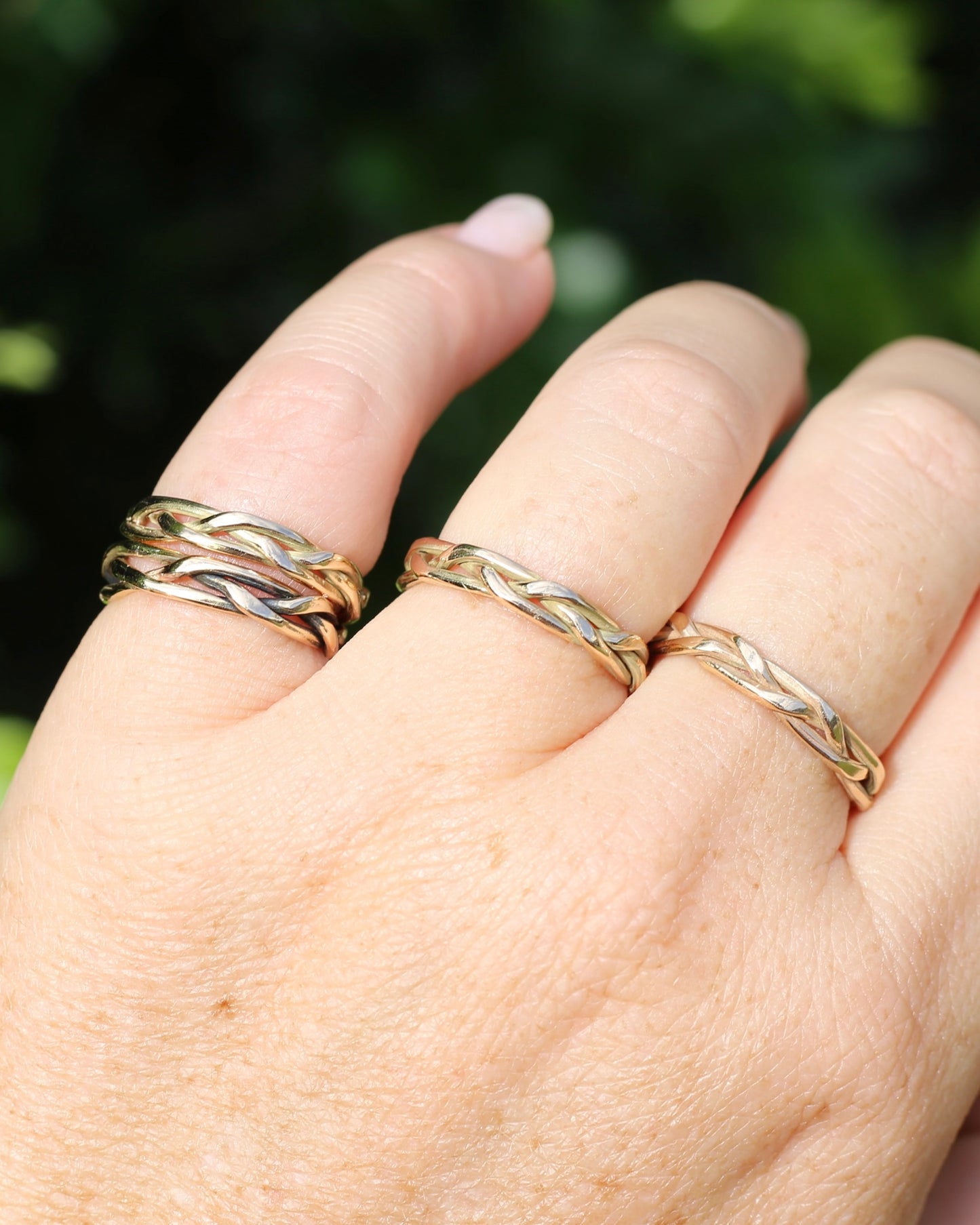 Reclaimed 9ct Yellow Gold Plaited Band, size 8.75 or just over R