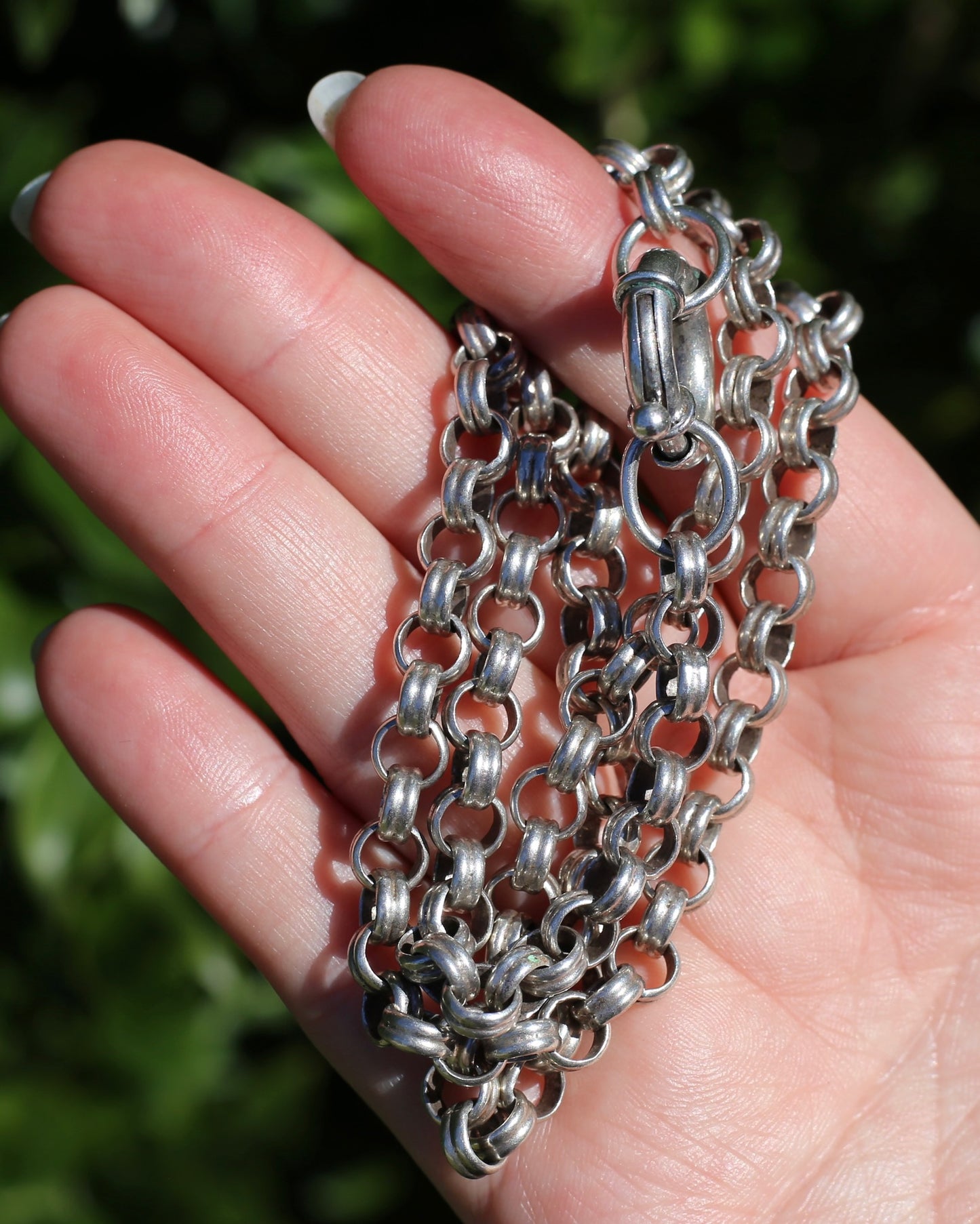 Vintage Fancy Belcher Silver Chain with large Bolt Clasp 45.5g 57cm