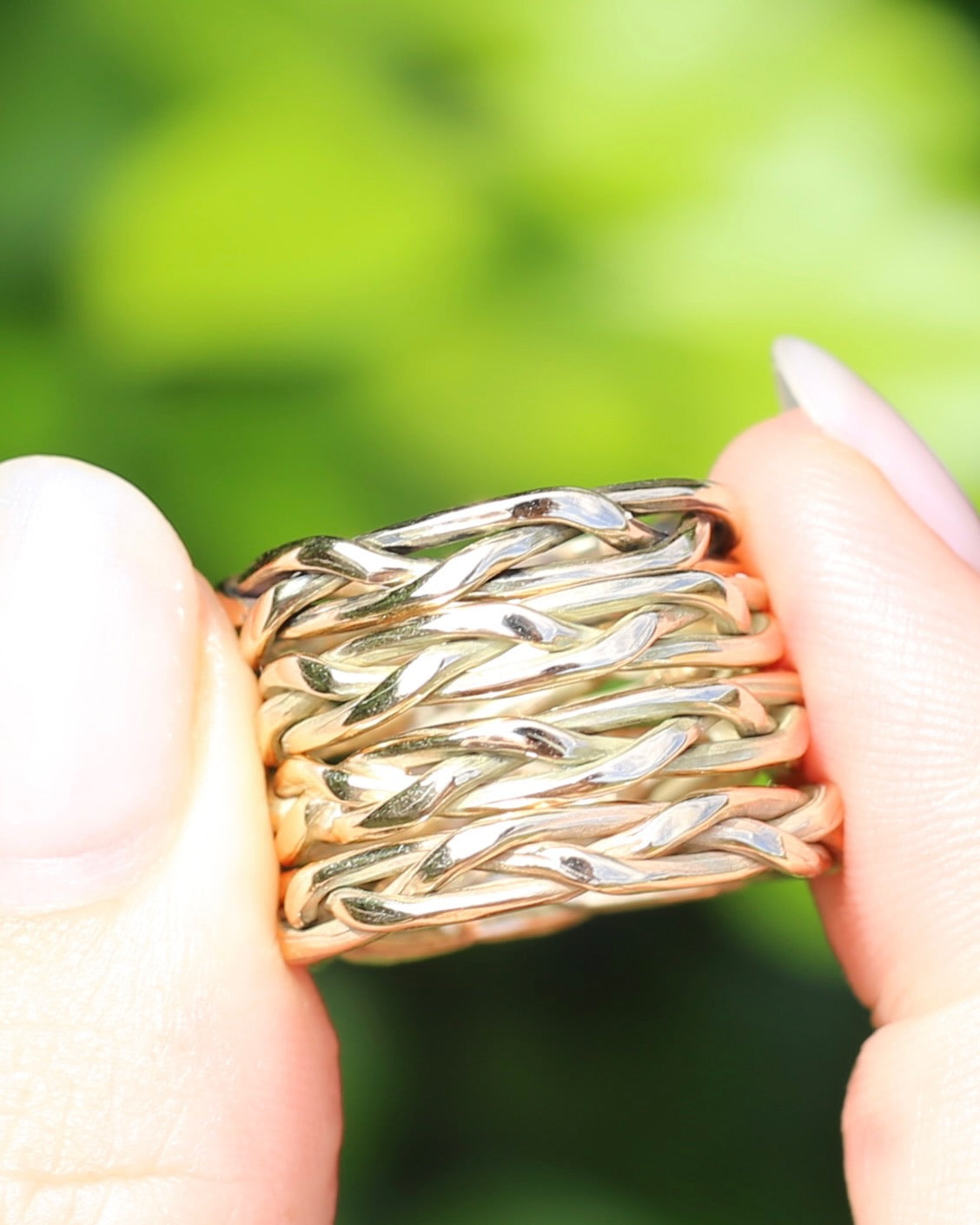 Reclaimed 9ct Yellow Gold Plaited Band, size 8.75 or just over R