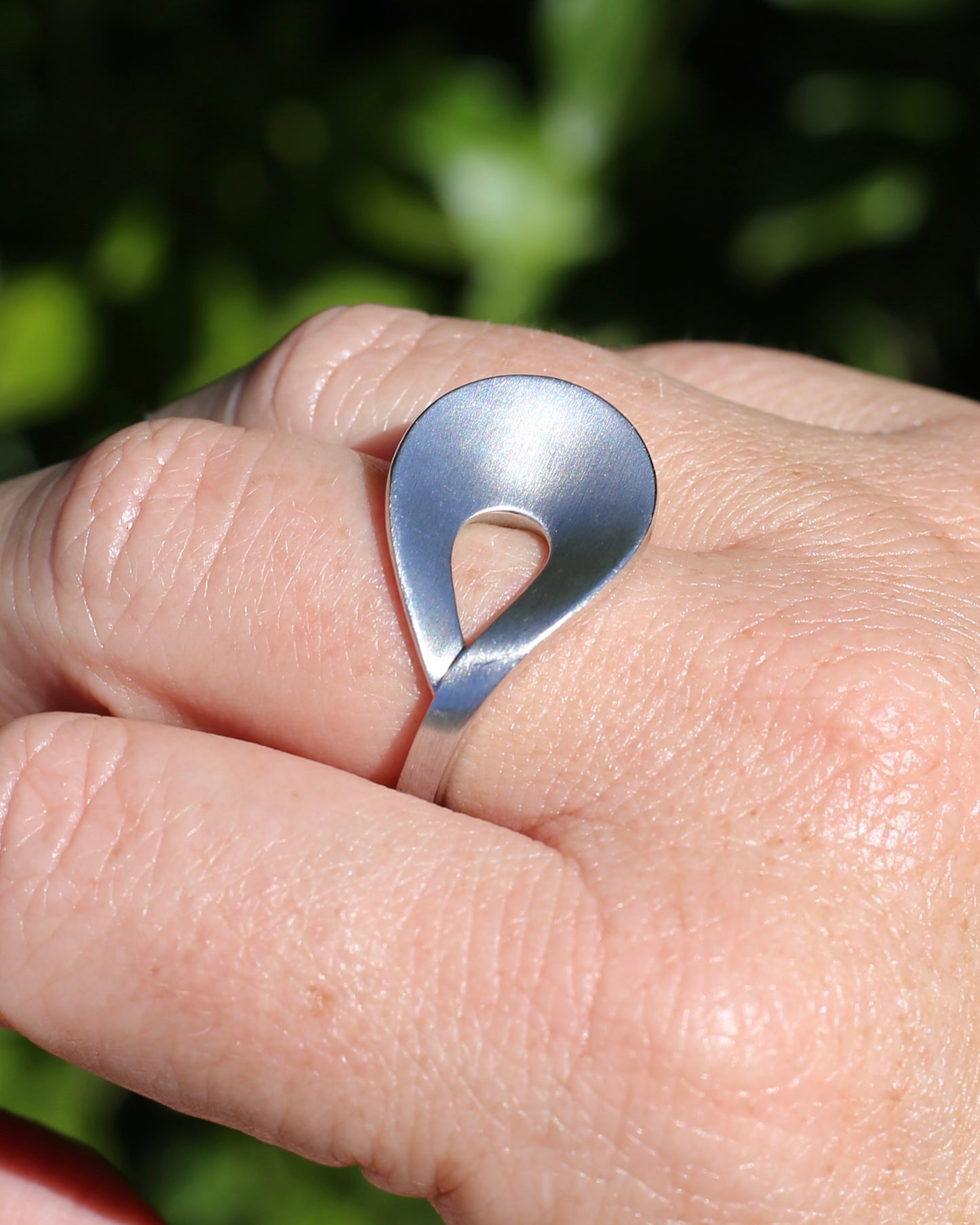 Vintage German Breuning Ring, Brushed Silver, size 8 or Q
