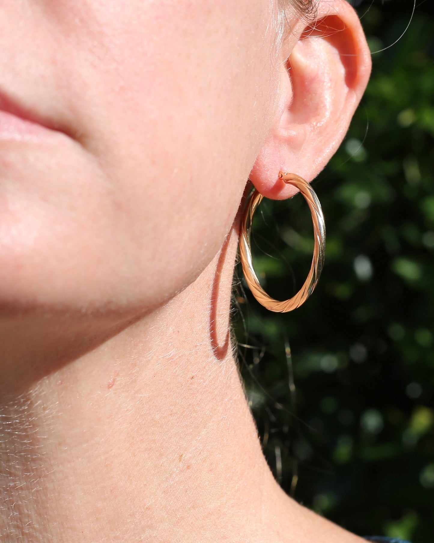 UnoAErre Twisted Gold Hoop Earrings, 35.85mm 1.85g