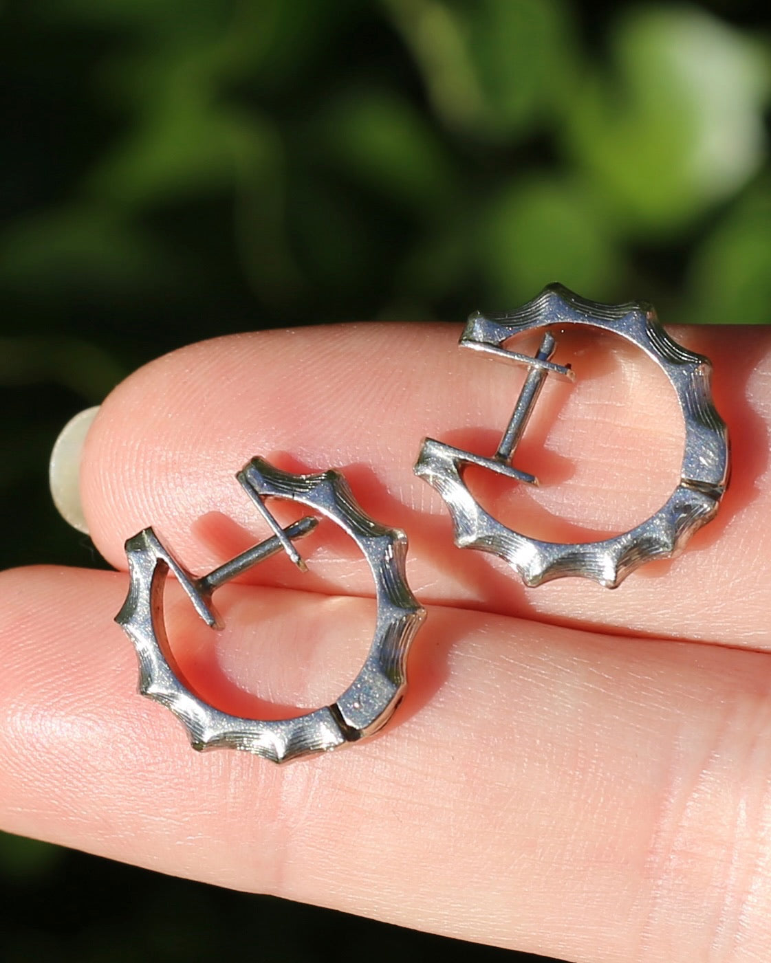 Chunky Handmade 9ct White Gold Bamboo Feel Huggies, 9ct White Gold, 4.18g
