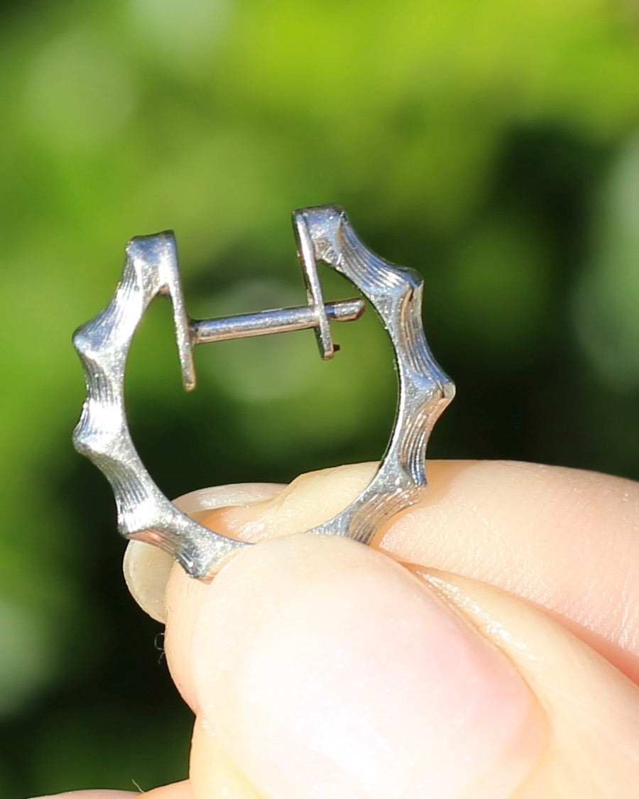 Chunky Handmade 9ct White Gold Bamboo Feel Huggies, 9ct White Gold, 4.18g
