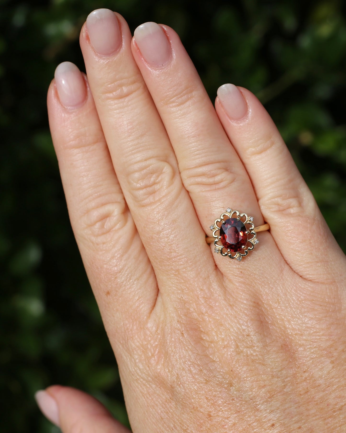 Vintage 3.48ct Natural Zircon and Diamond Ring, 9ct Yellow Gold , size O or 7.25 with valuation