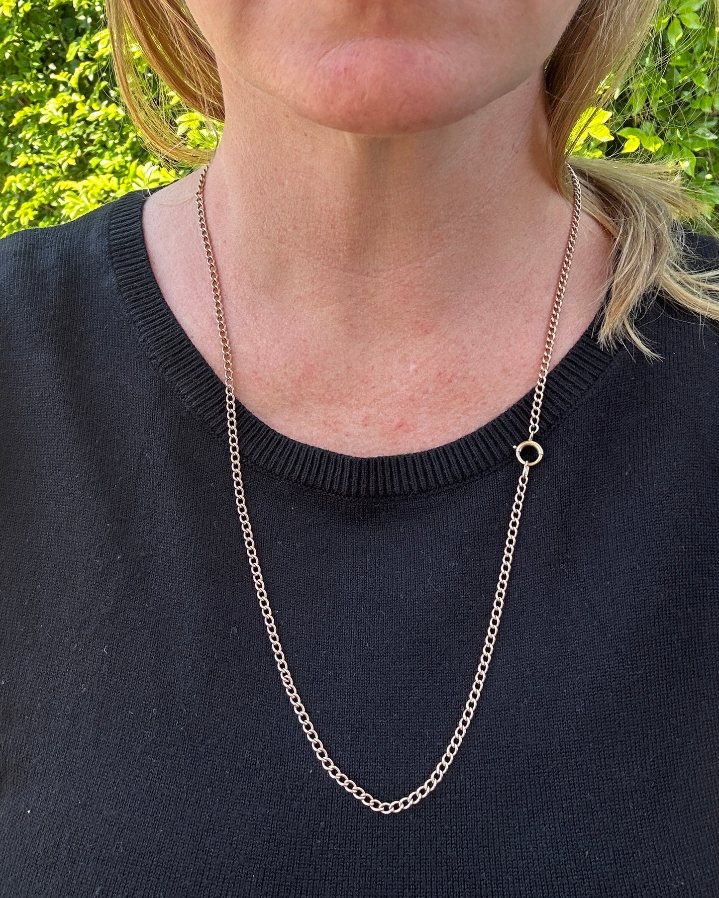 Vintage Old Rosey Gold Curb Chain with Bolt Clasp, 9ct Old Roey Gold, 67cm or 26.5 inches, 12.42g
