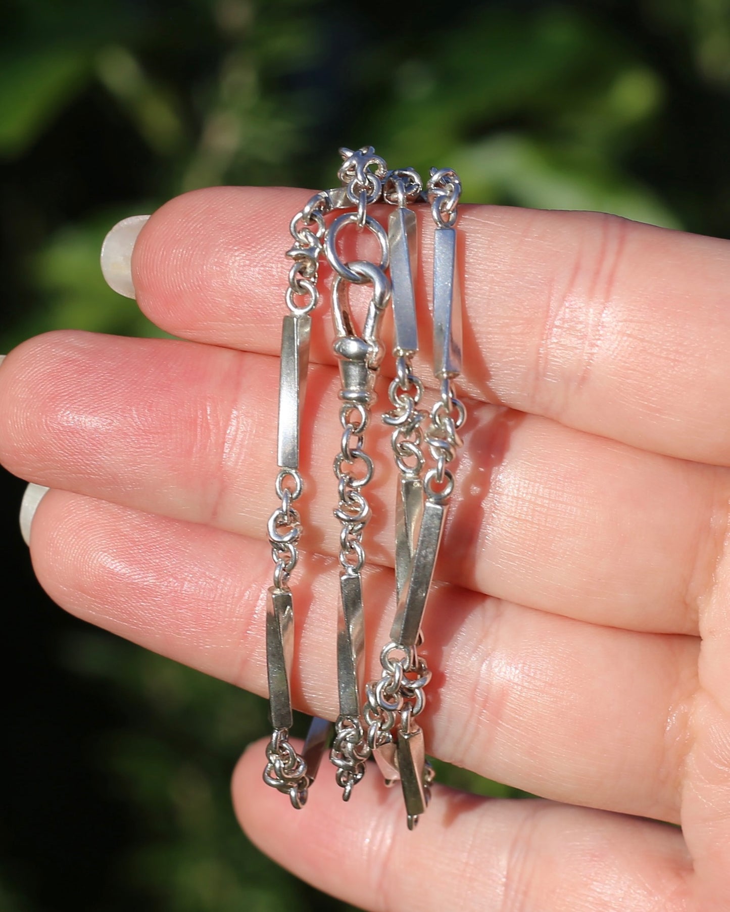Vintage Silver Fancy Link Chain with Albert Clasp, 59cm or 23 inches, 21.6g