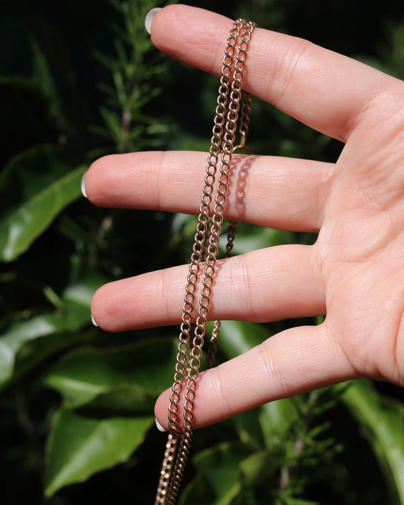 Vintage Old Rosey Gold Curb Chain with Bolt Clasp, 9ct Old Roey Gold, 67cm or 26.5 inches, 12.42g