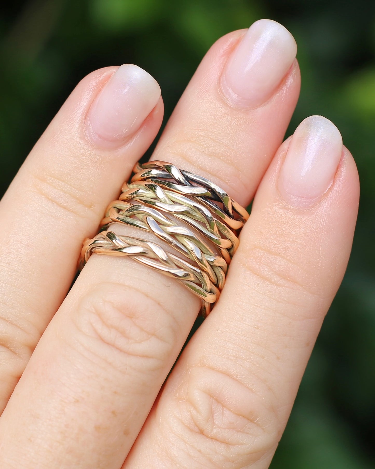 Reclaimed 9ct Yellow Gold Plaited Band, size 8.75 or just over R