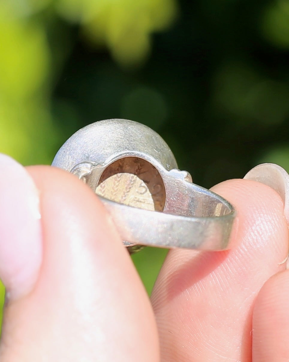 1952 Threepence Piece Silver Ring, 7.1g, size O or 7