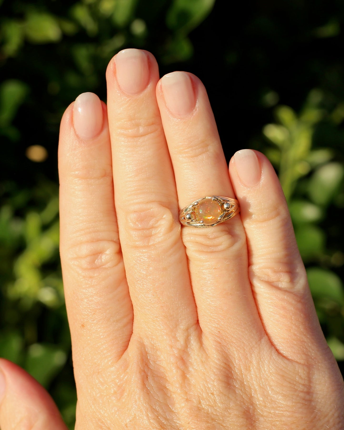 Mexican Opal Cabochon Ring, 14ct Yellow Gold, size 6 or L1/2