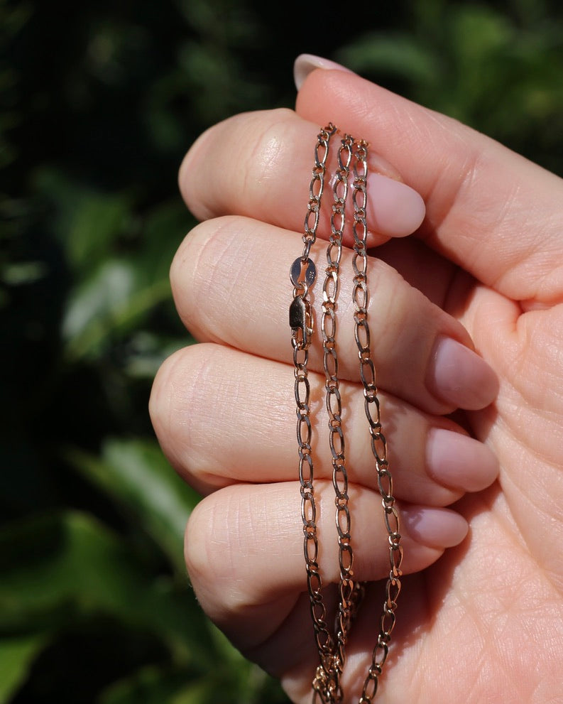 Figaro 1 & 1 Chain, 9ct Rose Gold Chain, 60cm 23.5inches, 5.66g