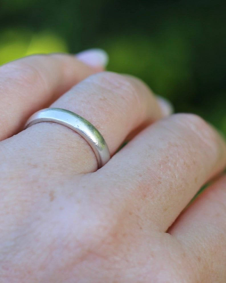 4mm Chunky Half Round Silver Band, Sterling Silver, Size Q or 8.25, 4.5g