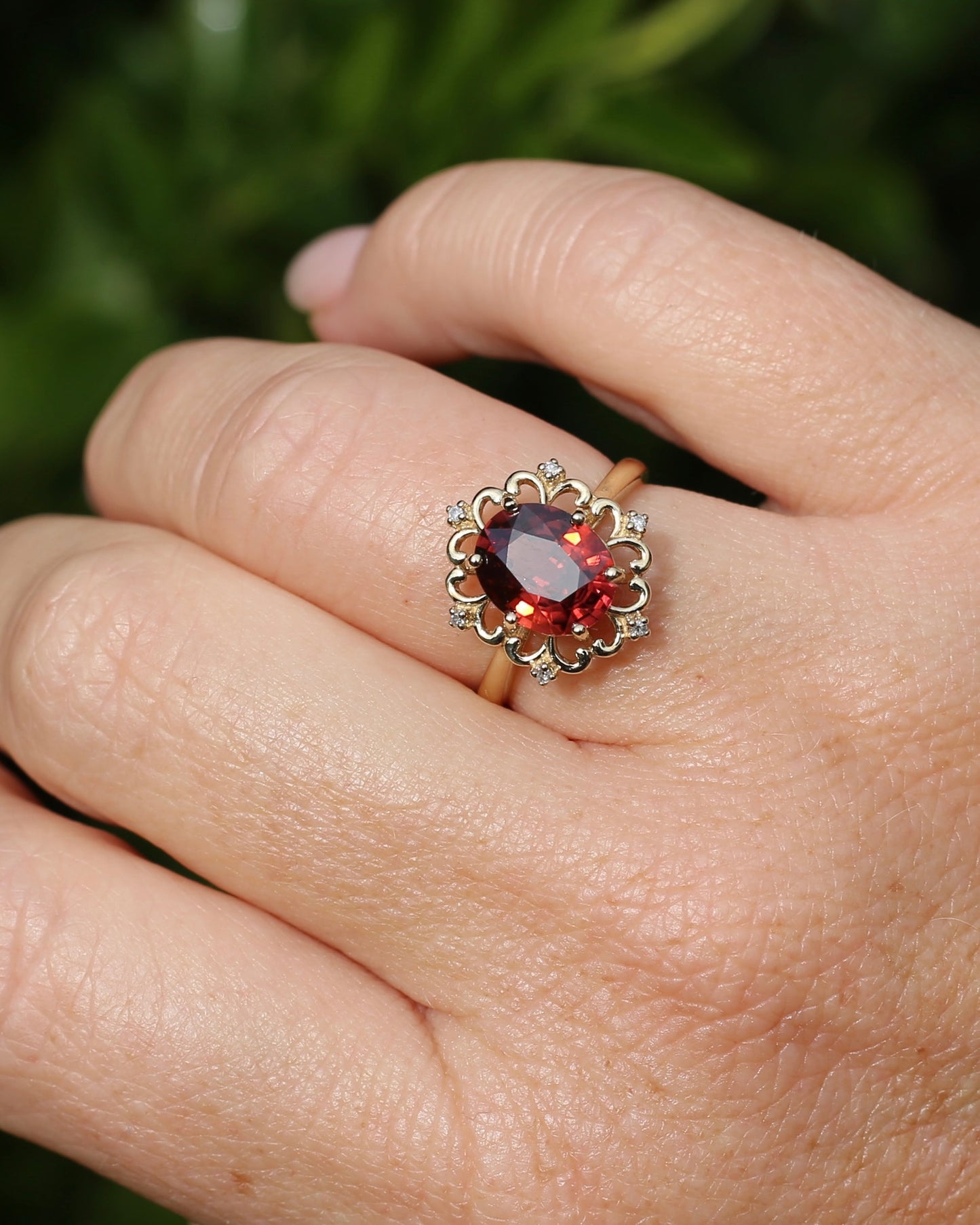 Vintage 3.48ct Natural Zircon and Diamond Ring, 9ct Yellow Gold , size O or 7.25 with valuation