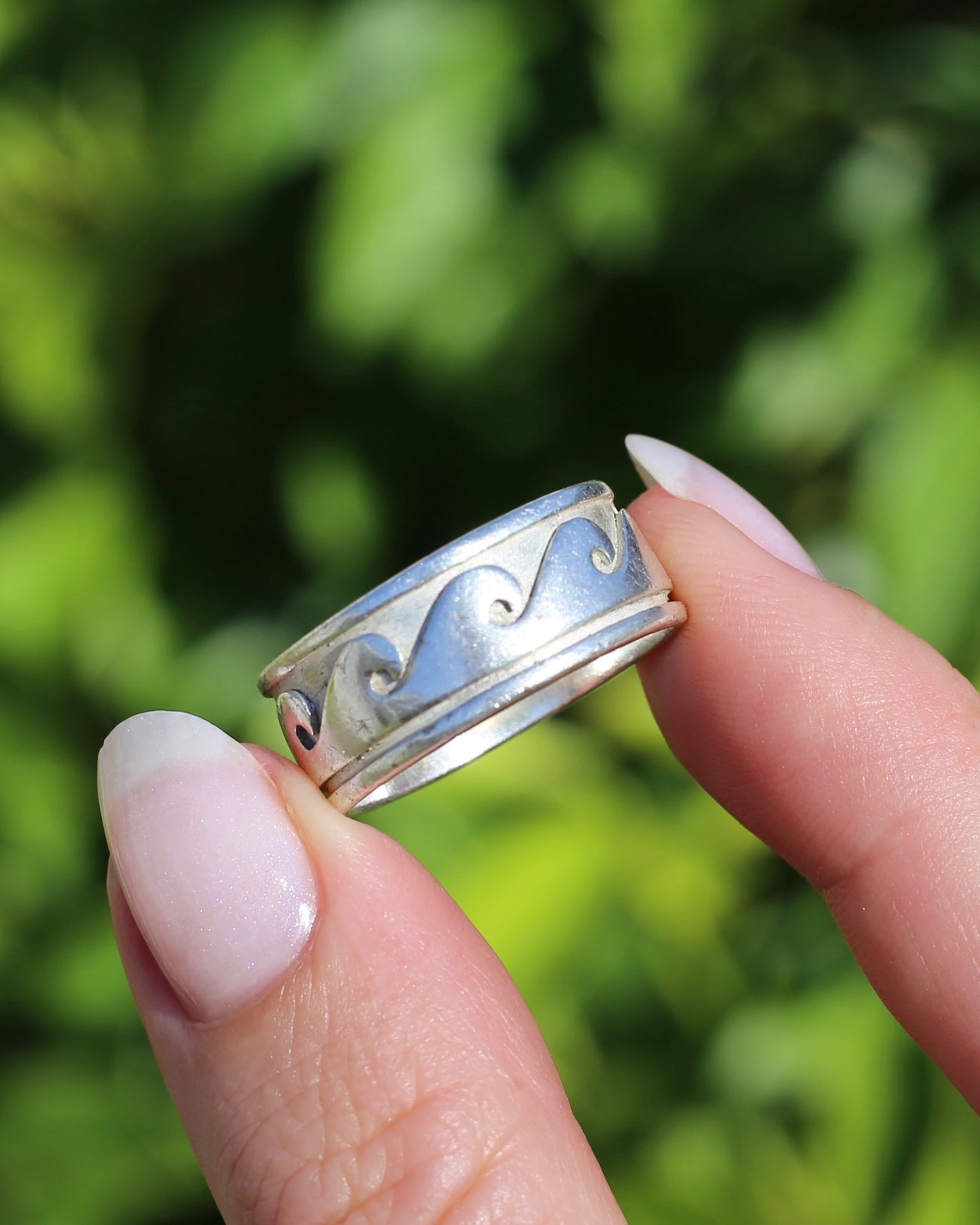 Chunky Sterling Silver Wave Ring, size U or 10 (fits more like an S1/2 or T)