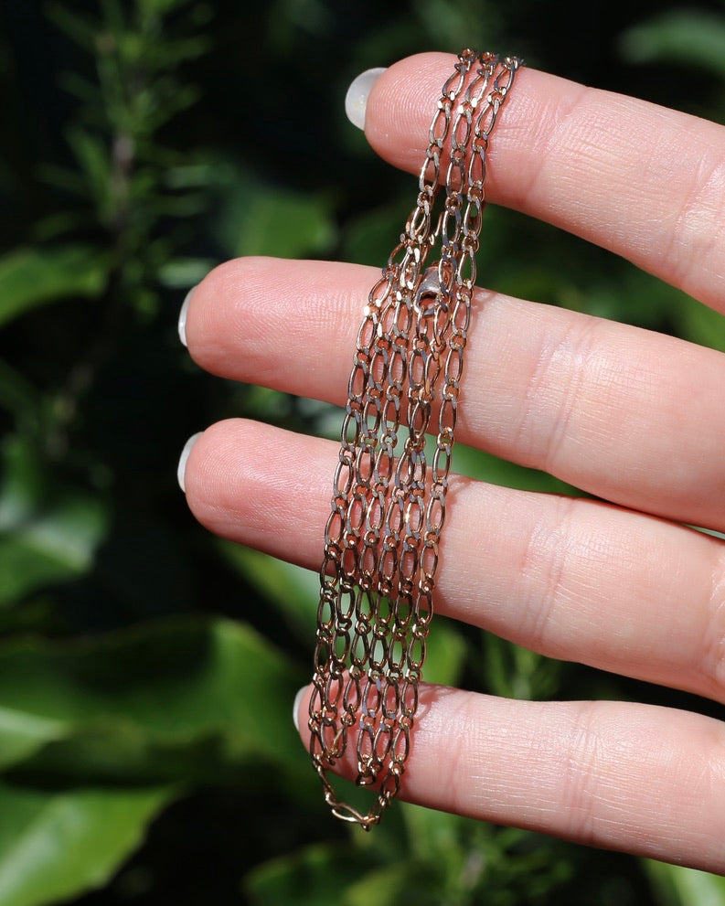 Figaro 1 & 1 Chain, 9ct Rose Gold Chain, 60cm 23.5inches, 5.66g