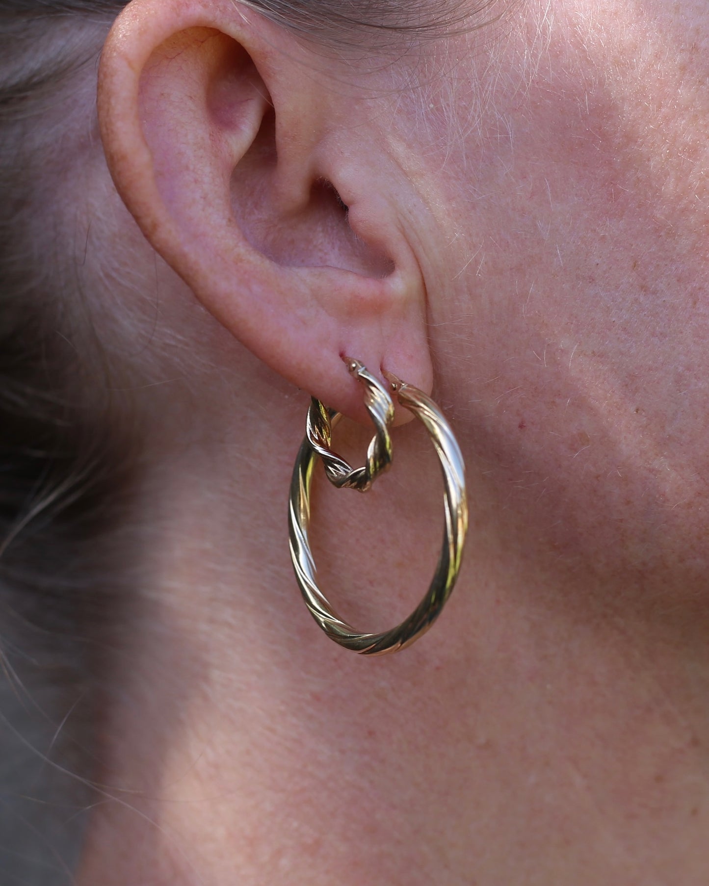 UnoAErre Twisted Gold Hoop Earrings, 35.85mm 1.85g