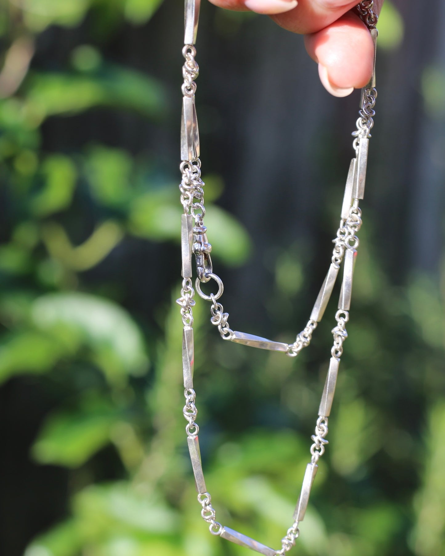 Vintage Silver Fancy Link Chain with Albert Clasp, 59cm or 23 inches, 21.6g