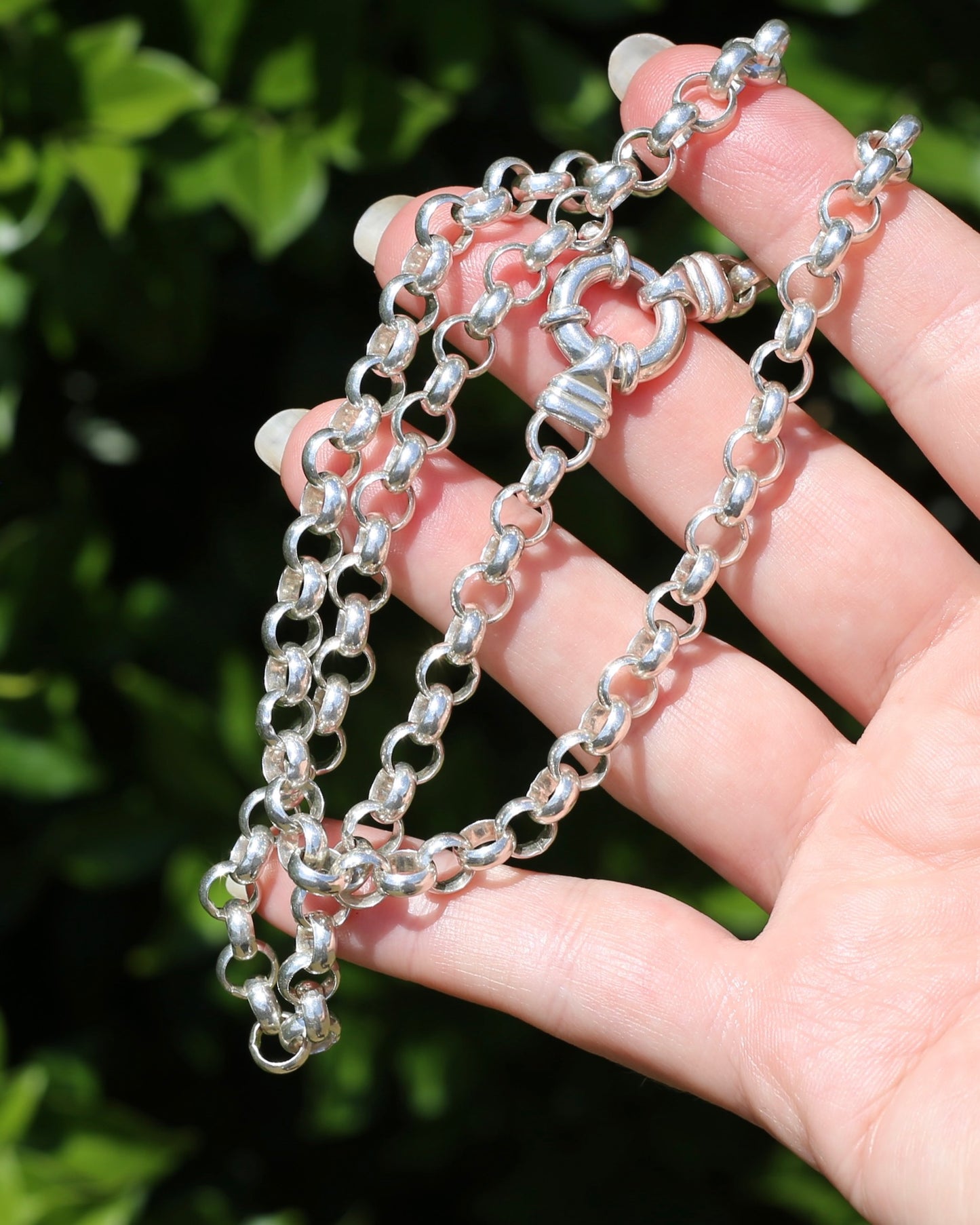 Chunky Silver Belcher Chain With Italian Bolt Clasp and large finals, 41.6g, 50cm