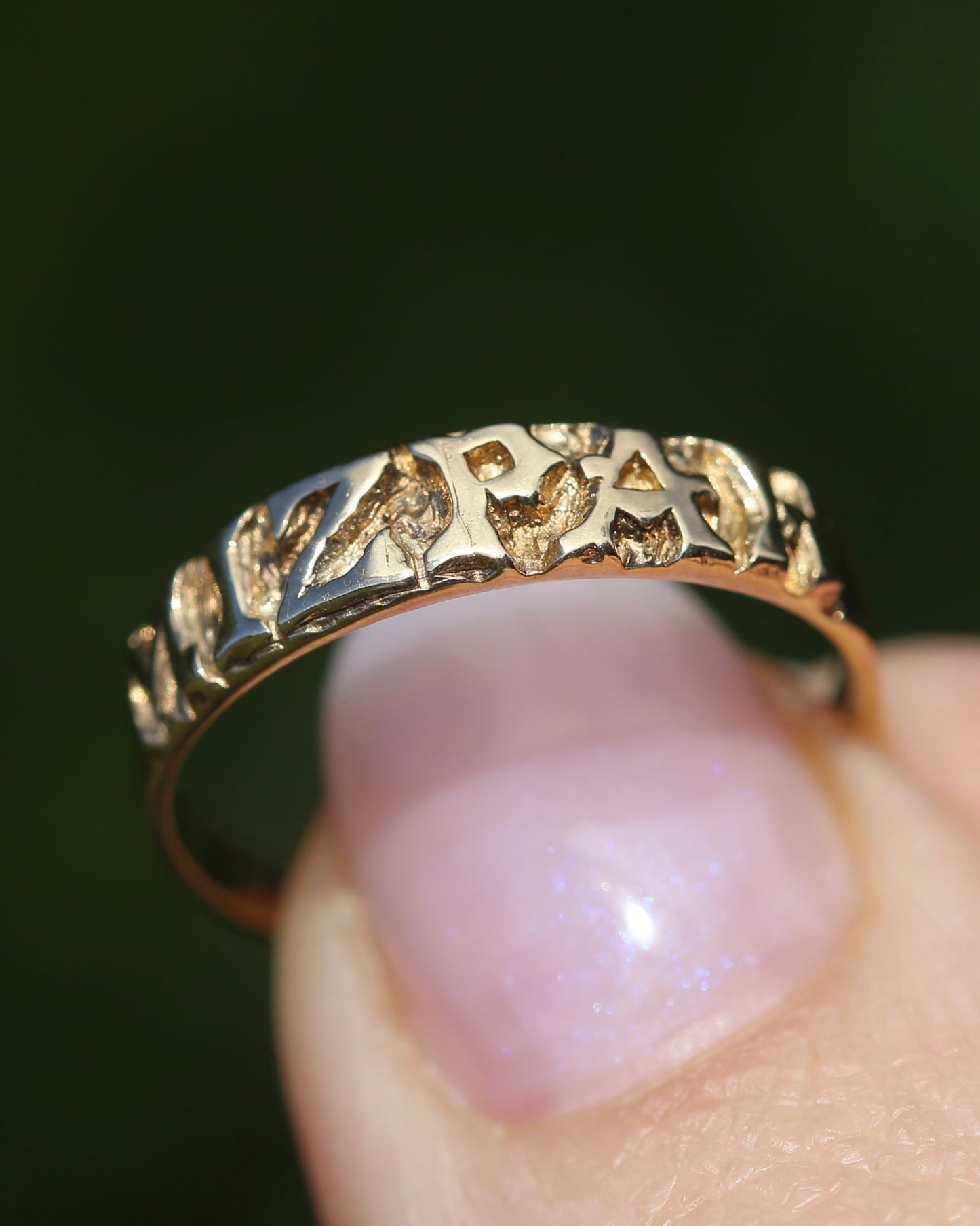 MIZPAH ring, 9ct Yellow Gold, size P or 7.75