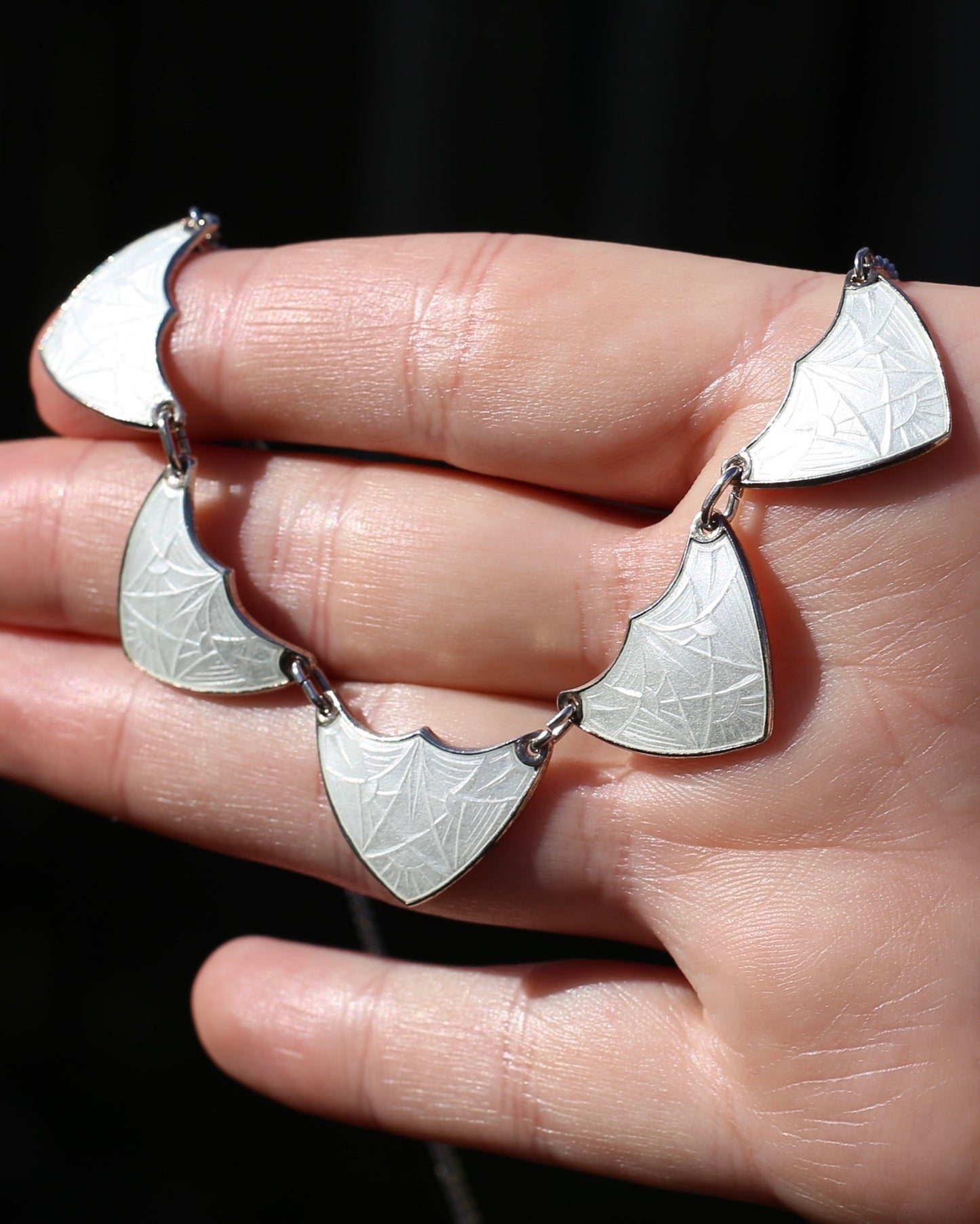 Vintage Norwegian Enamel and Silver Necklace, 45.5cm