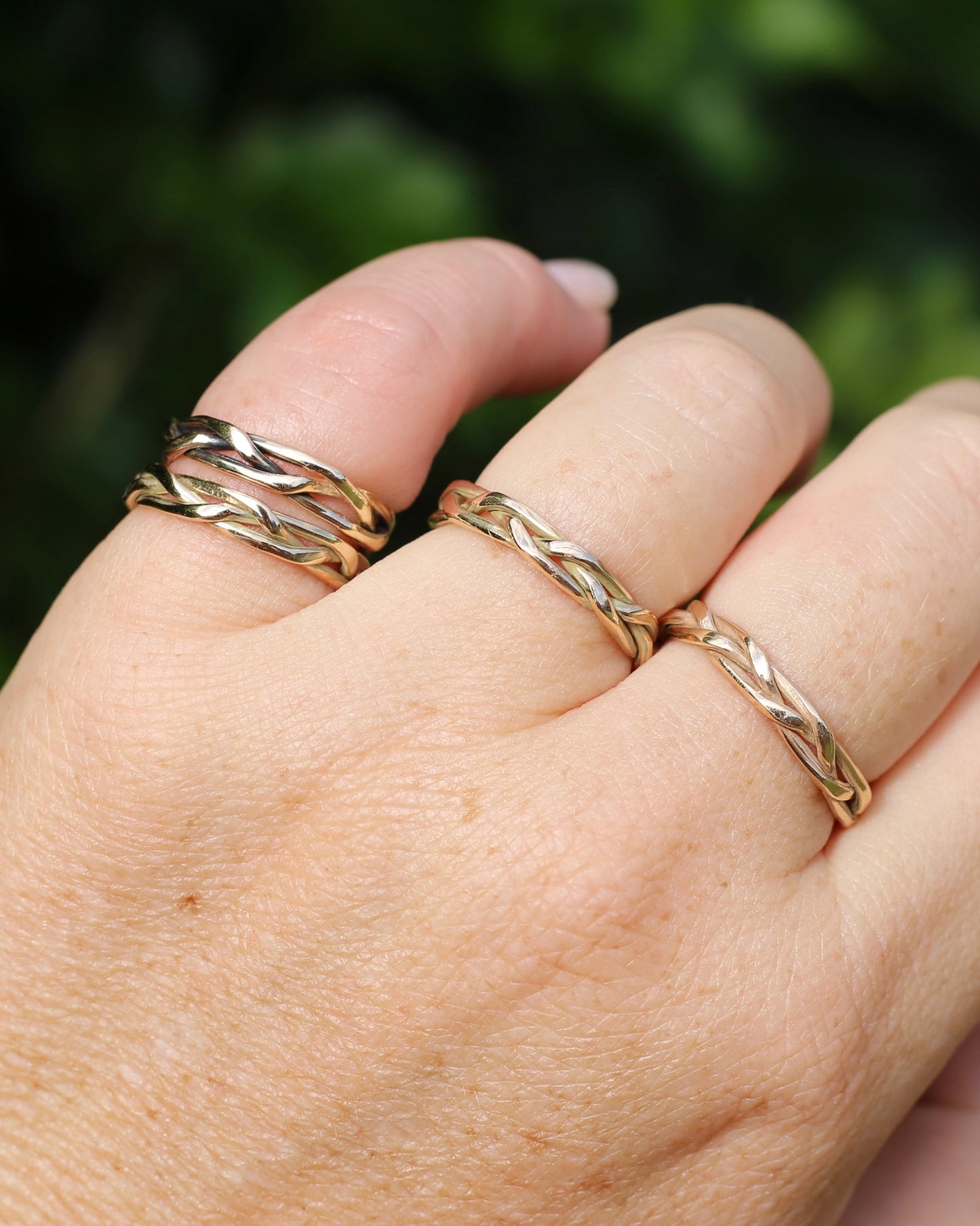 Reclaimed 9ct Yellow Gold Plaited Band, size 8.75 or just over R