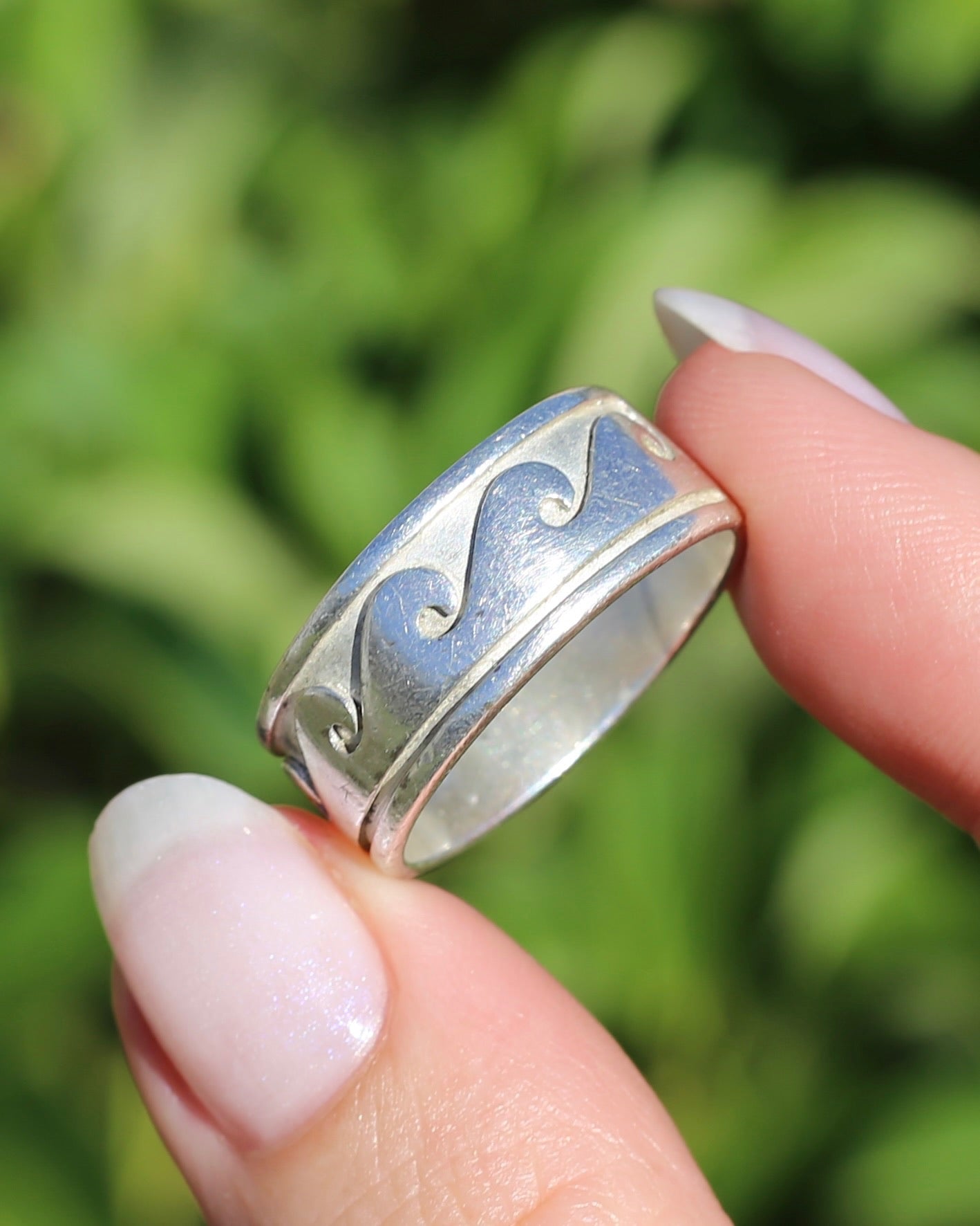 Chunky Sterling Silver Wave Ring, size U or 10 (fits more like an S1/2 or T)