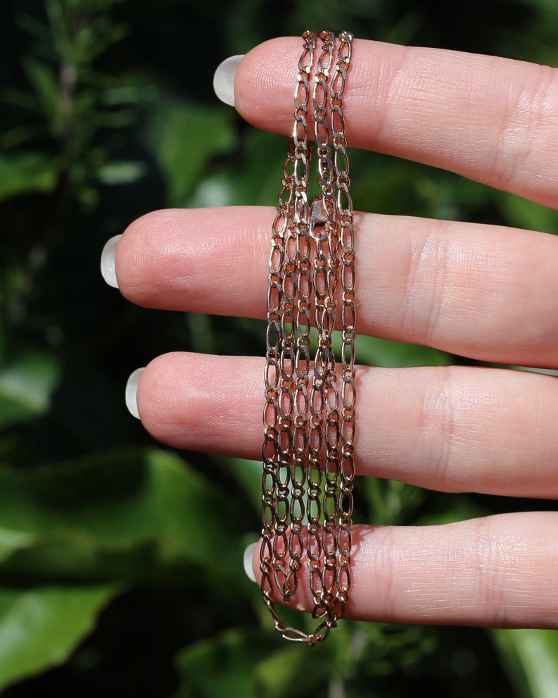 Figaro 1 & 1 Chain, 9ct Rose Gold Chain, 60cm 23.5inches, 5.66g