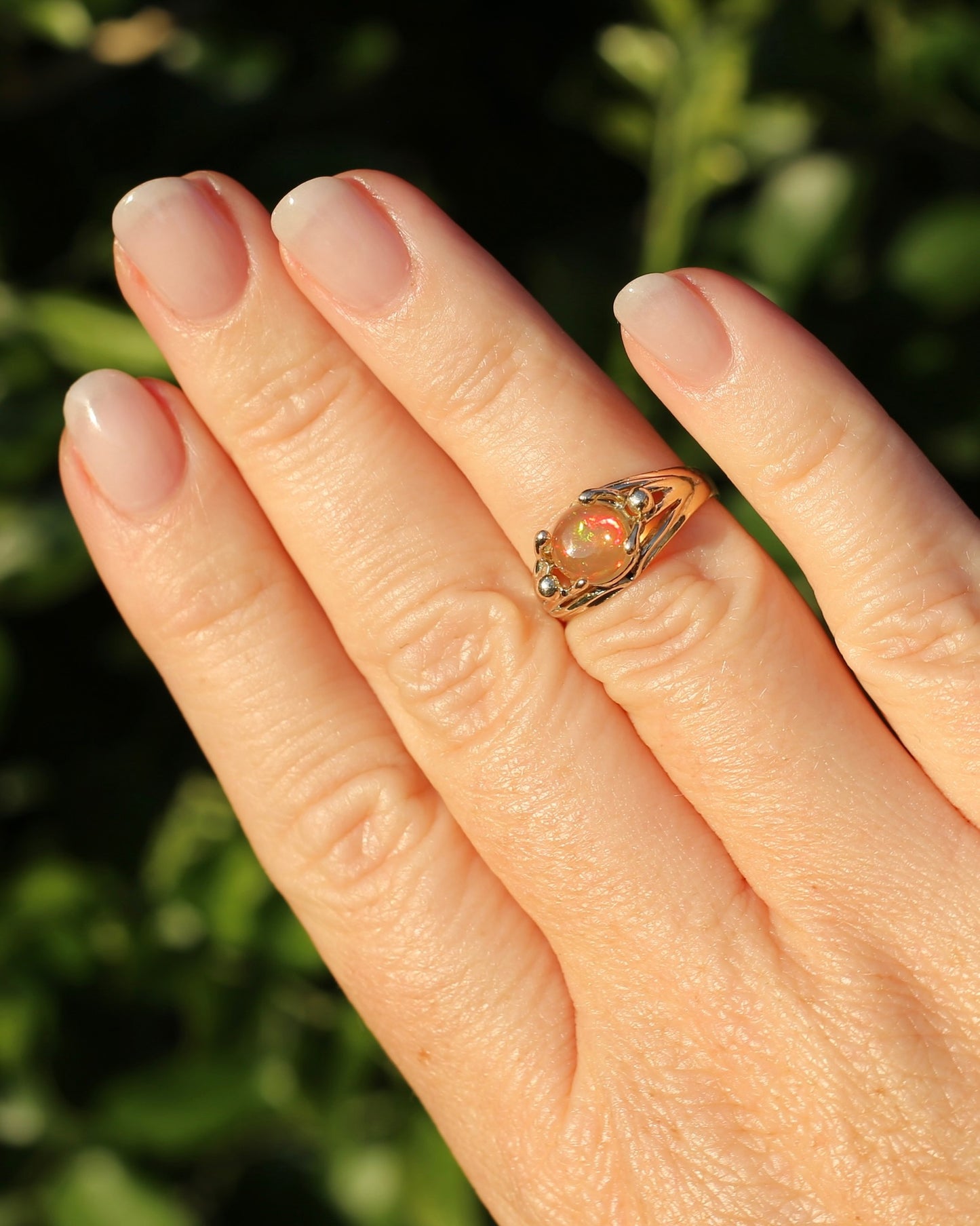 Mexican Opal Cabochon Ring, 14ct Yellow Gold, size 6 or L1/2