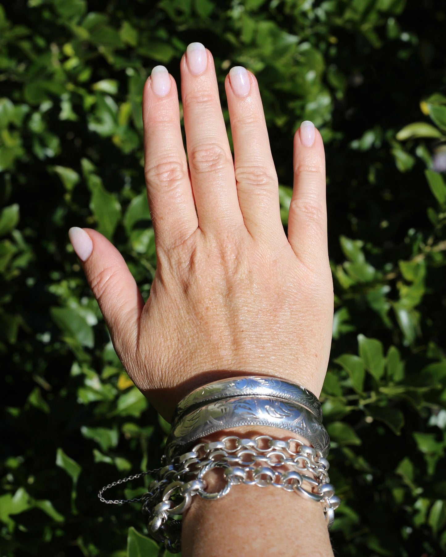 Vintage Hinged Engraved Silver Hollow Bangle, Sterling Silver
