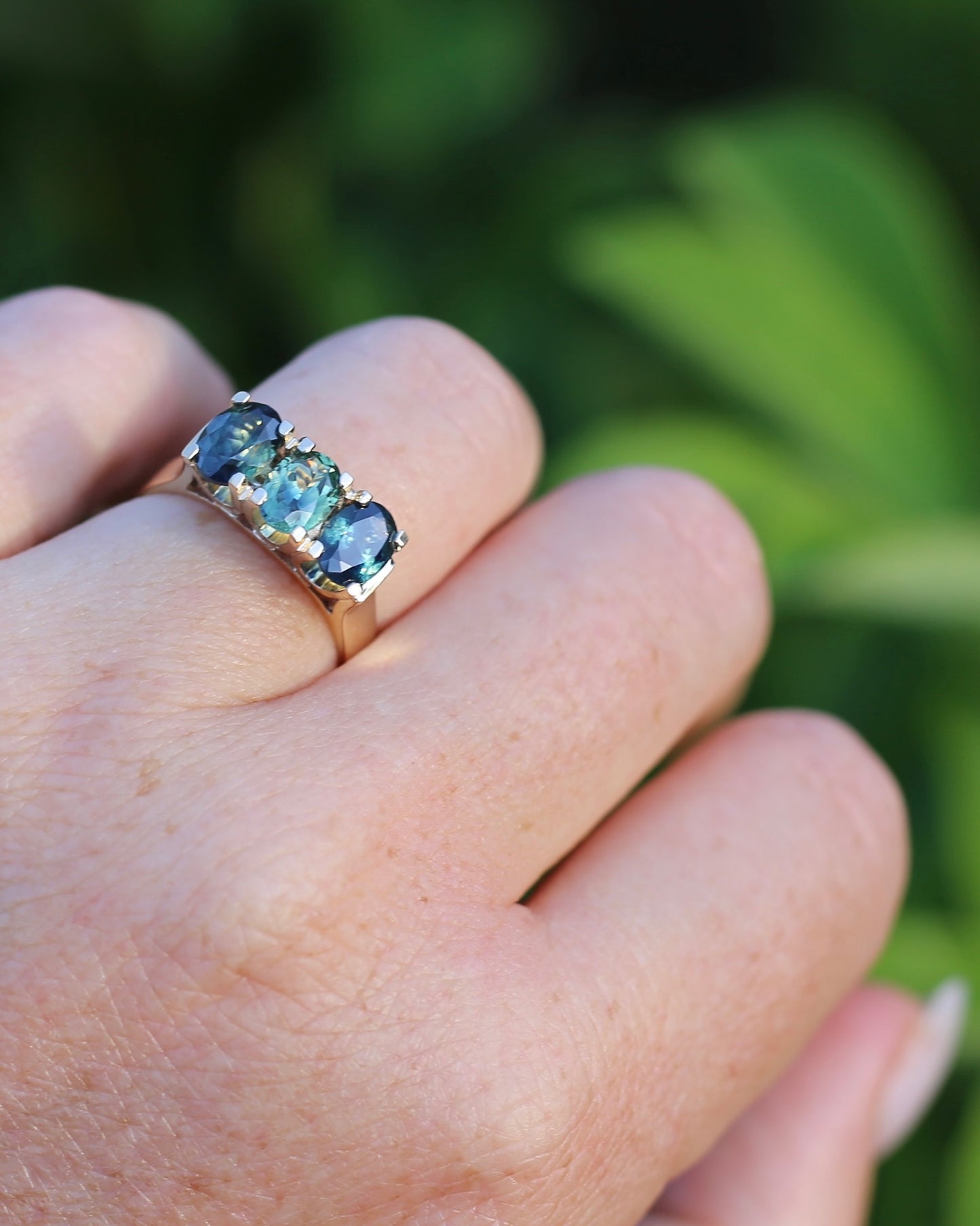 Circa 1980s 2.5ct Parti Trilogy, 9ct Yellow Gold, size P or 7.75, with valuation