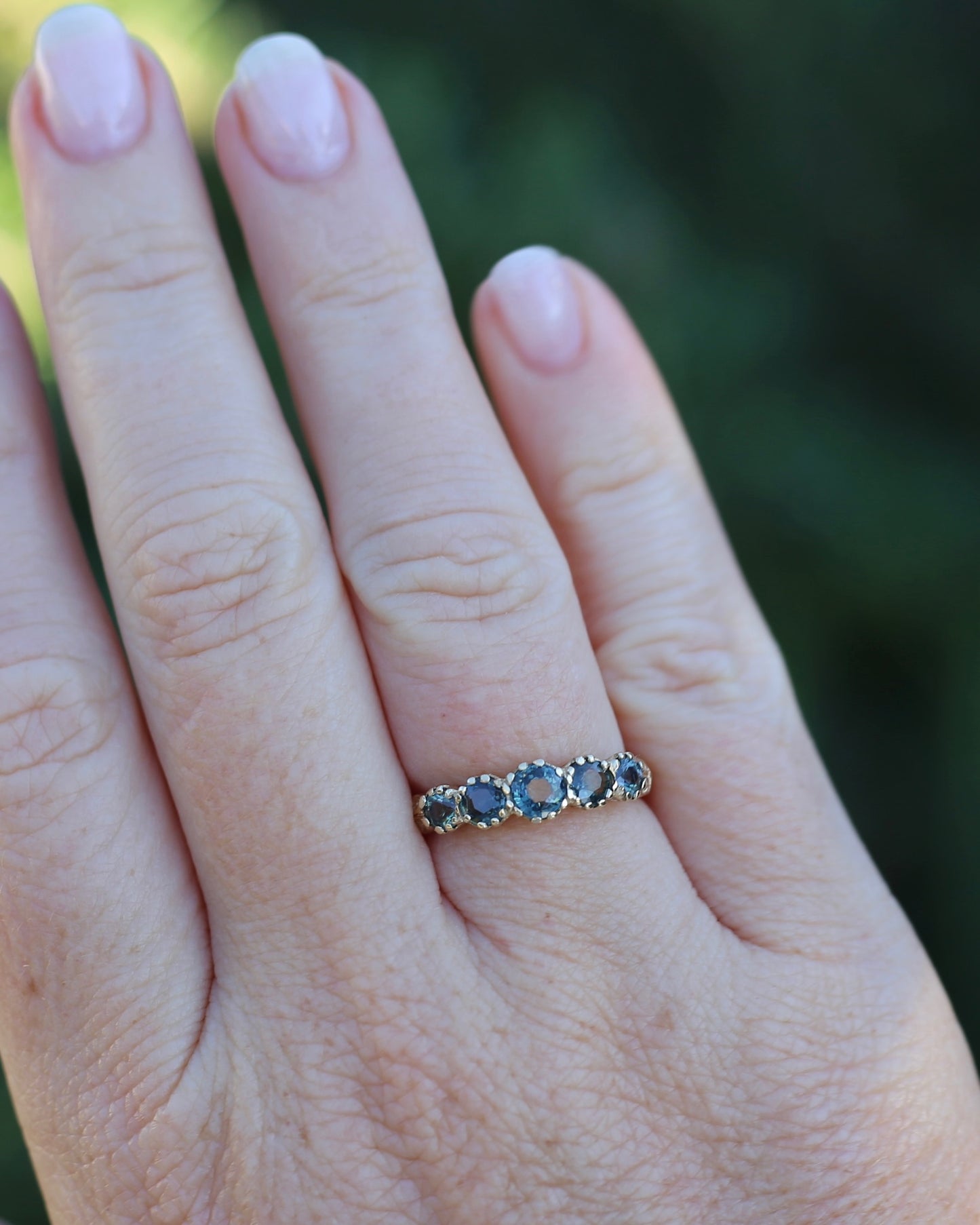 1.58ct Parti 5 Stone Multi Claw Set Vintage Ring, 9ct Yellow Gold, size P or 7.5