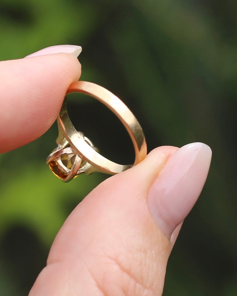 Vintage Yellow Sapphire Ring, 9ct Yellow Gold, size M1/2 or 6.5, 2.68g