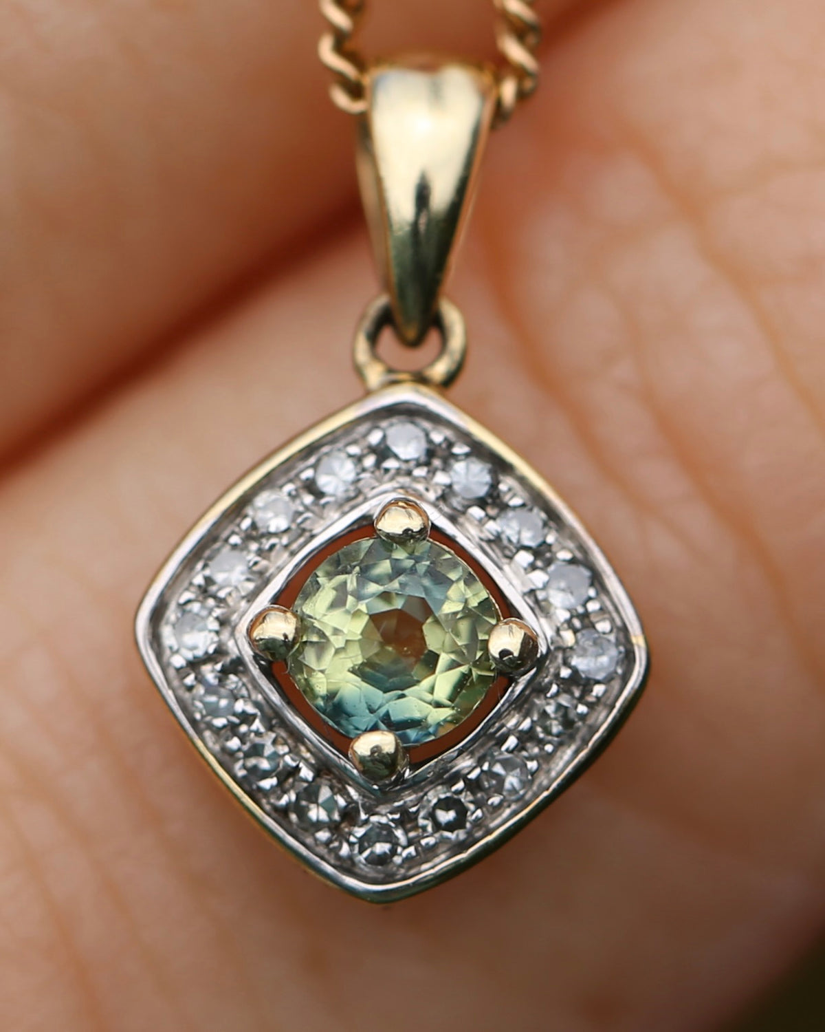 0.45ct Parti and Diamond Pendant, 9ct Yellow and White Gold, 0.9g