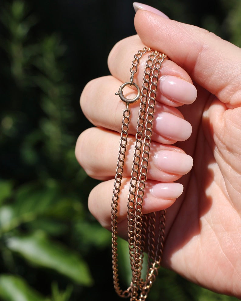 Vintage Old Rosey Gold Curb Chain with Bolt Clasp, 9ct Old Roey Gold, 67cm or 26.5 inches, 12.42g