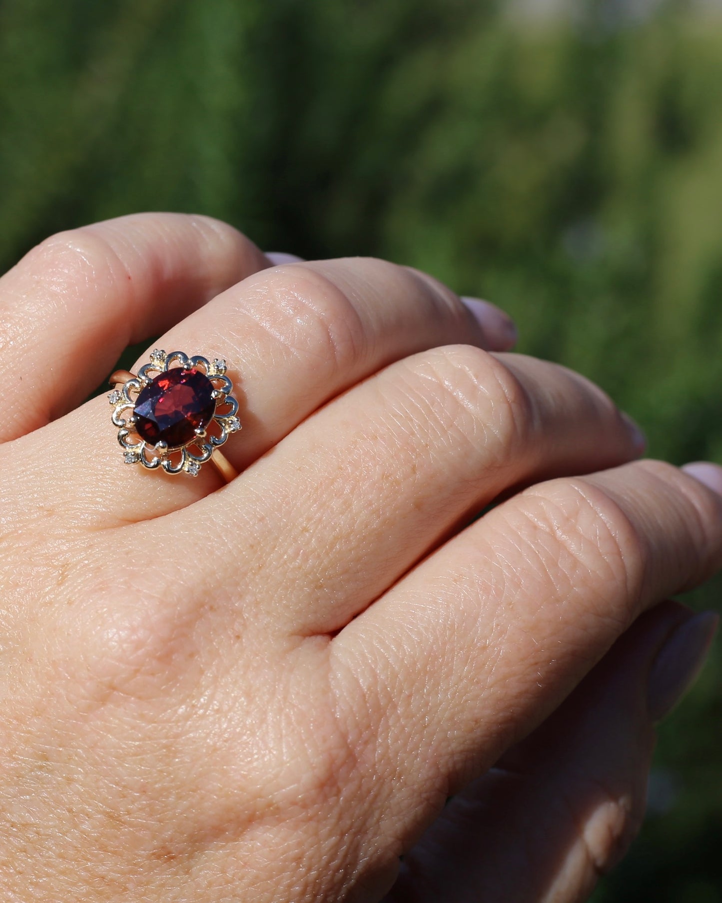 Vintage 3.48ct Natural Zircon and Diamond Ring, 9ct Yellow Gold , size O or 7.25 with valuation