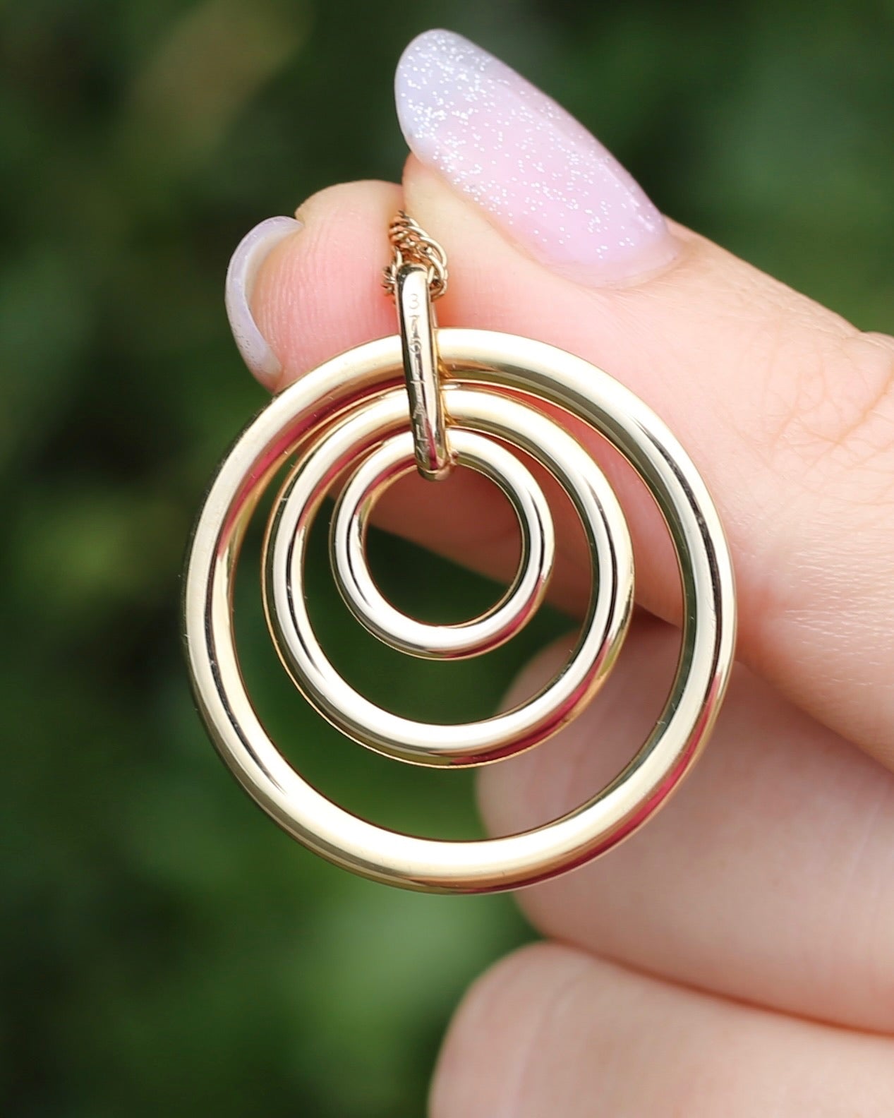 Italian Made Triple Eternal Ring Pendant, 9ct Yellow Gold, 2.24g