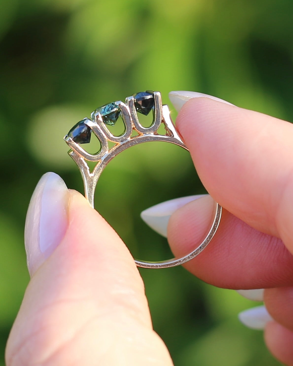 Circa 1980s 2.5ct Parti Trilogy, 9ct Yellow Gold, size P or 7.75, with valuation