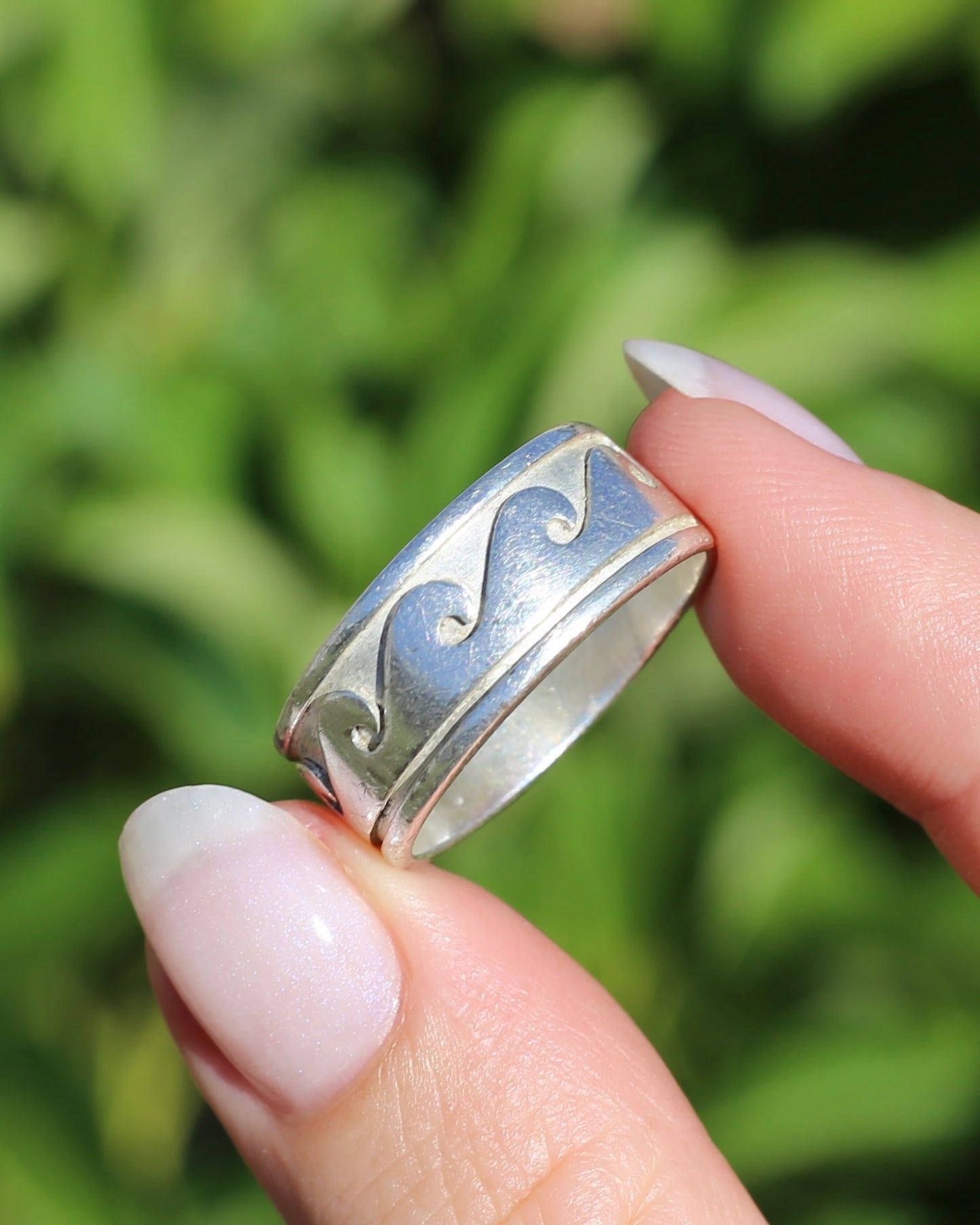 Chunky Sterling Silver Wave Ring, size U or 10 (fits more like an S1/2 or T)