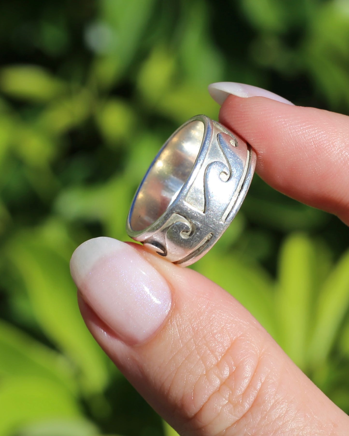 Chunky Sterling Silver Wave Ring, size U or 10 (fits more like an S1/2 or T)