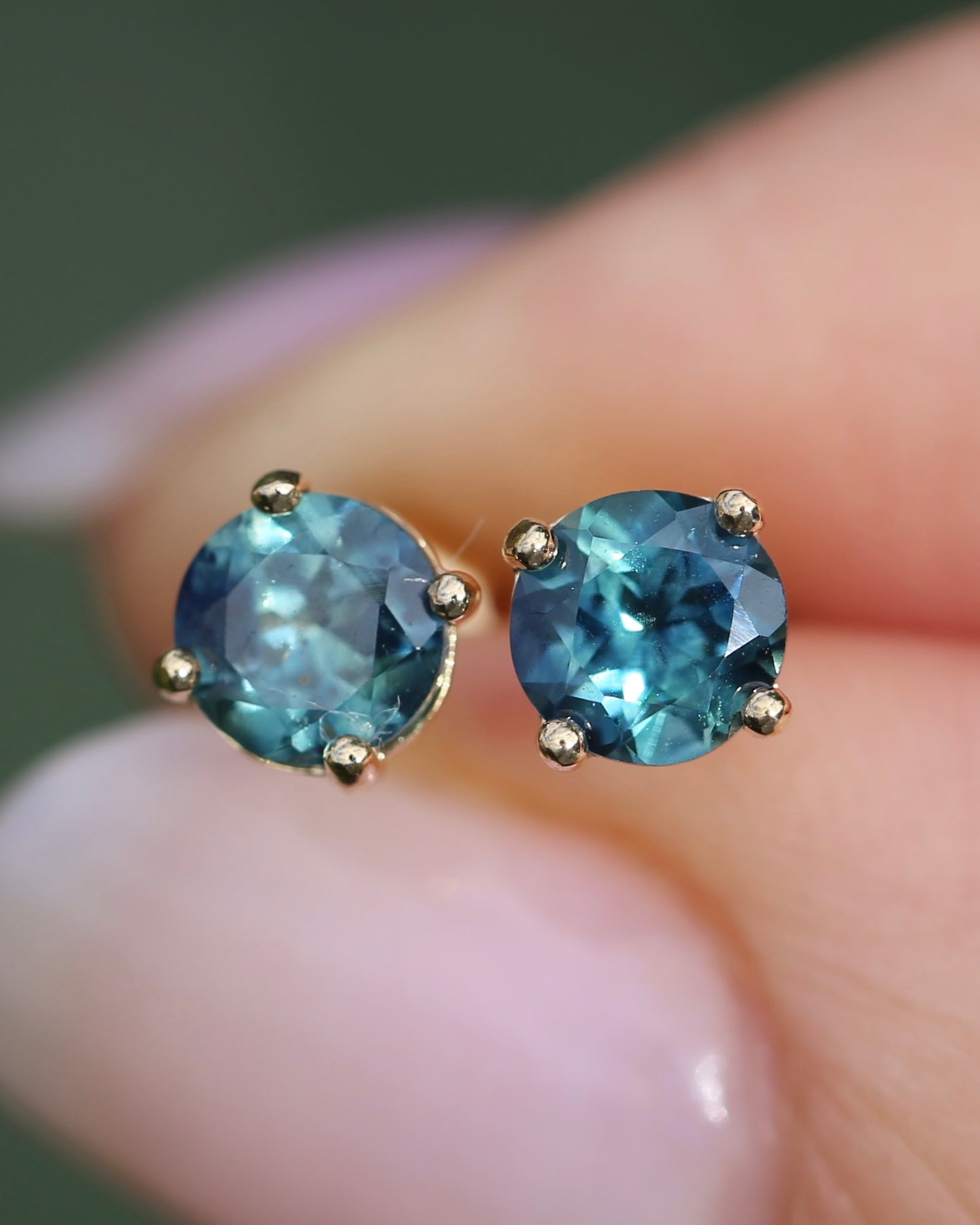 1.2ct Parti Sapphire Studs, 9ct Yellow Gold, 0.76g