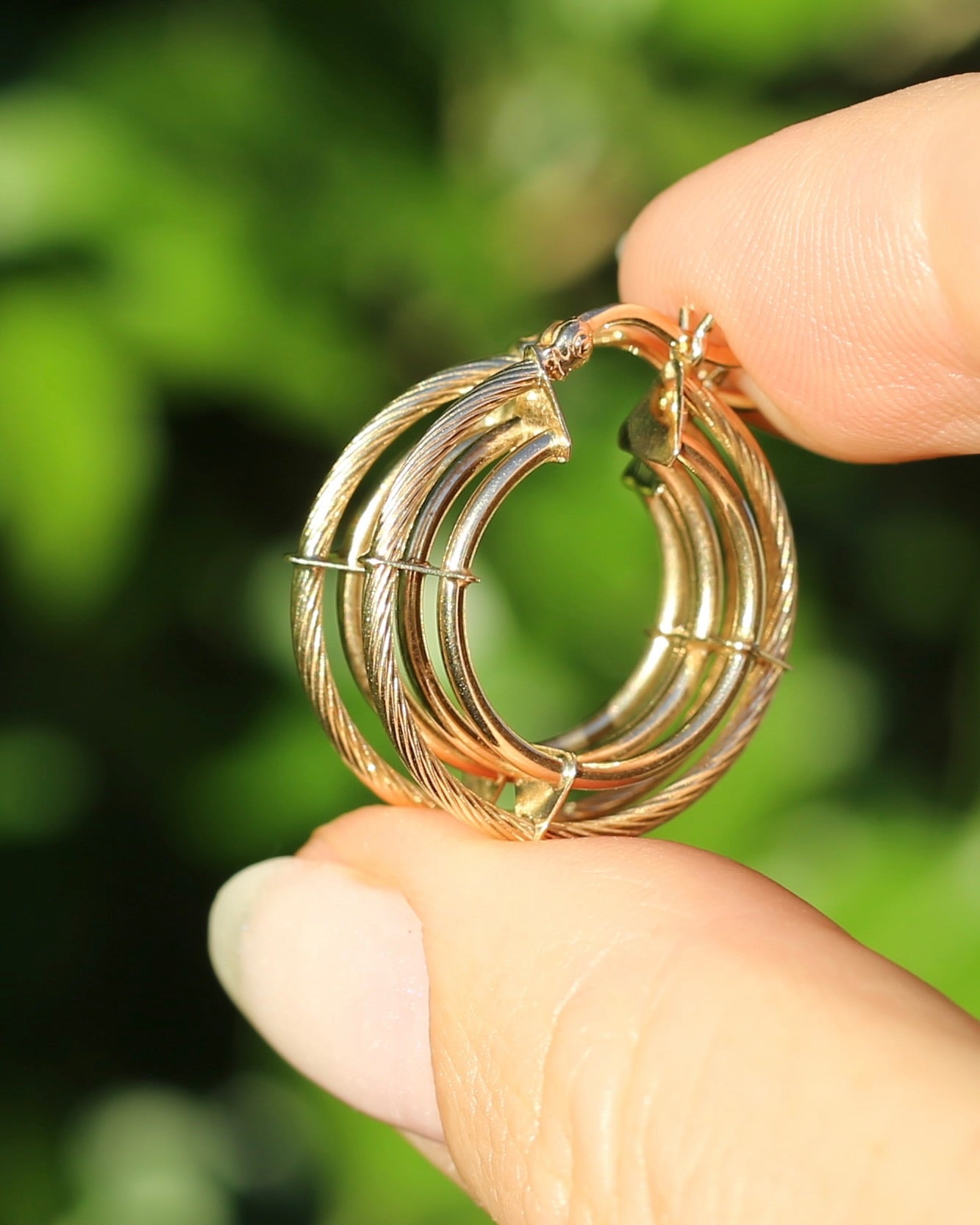 9ct Gold Triple Hoop Earrings, 9ct Yellow Gold, 2.49g