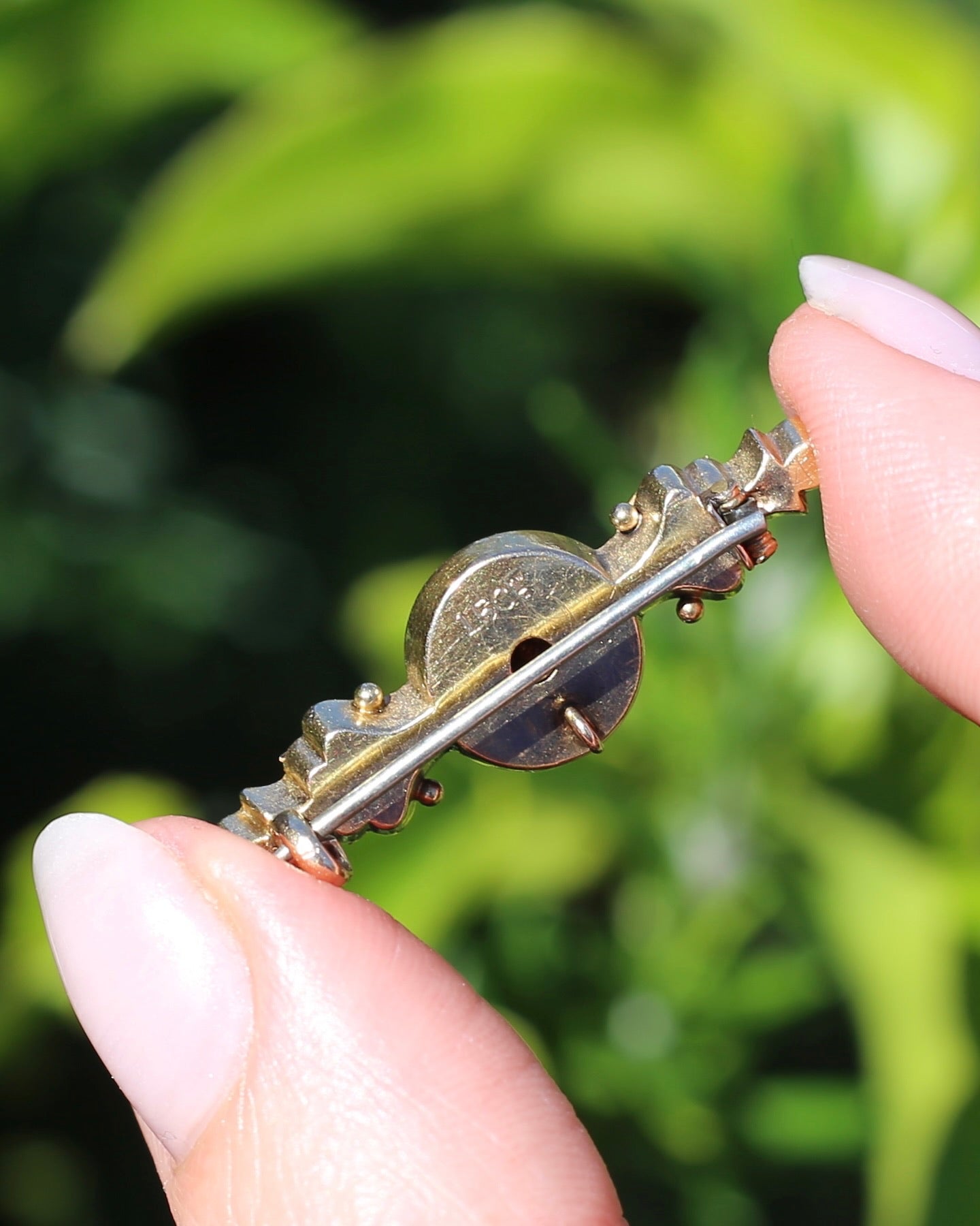 Antique 15ct Gold Brooch with Rose Cut Diamond, 15ct Rosey Gold, Silver Pin, 2.33g