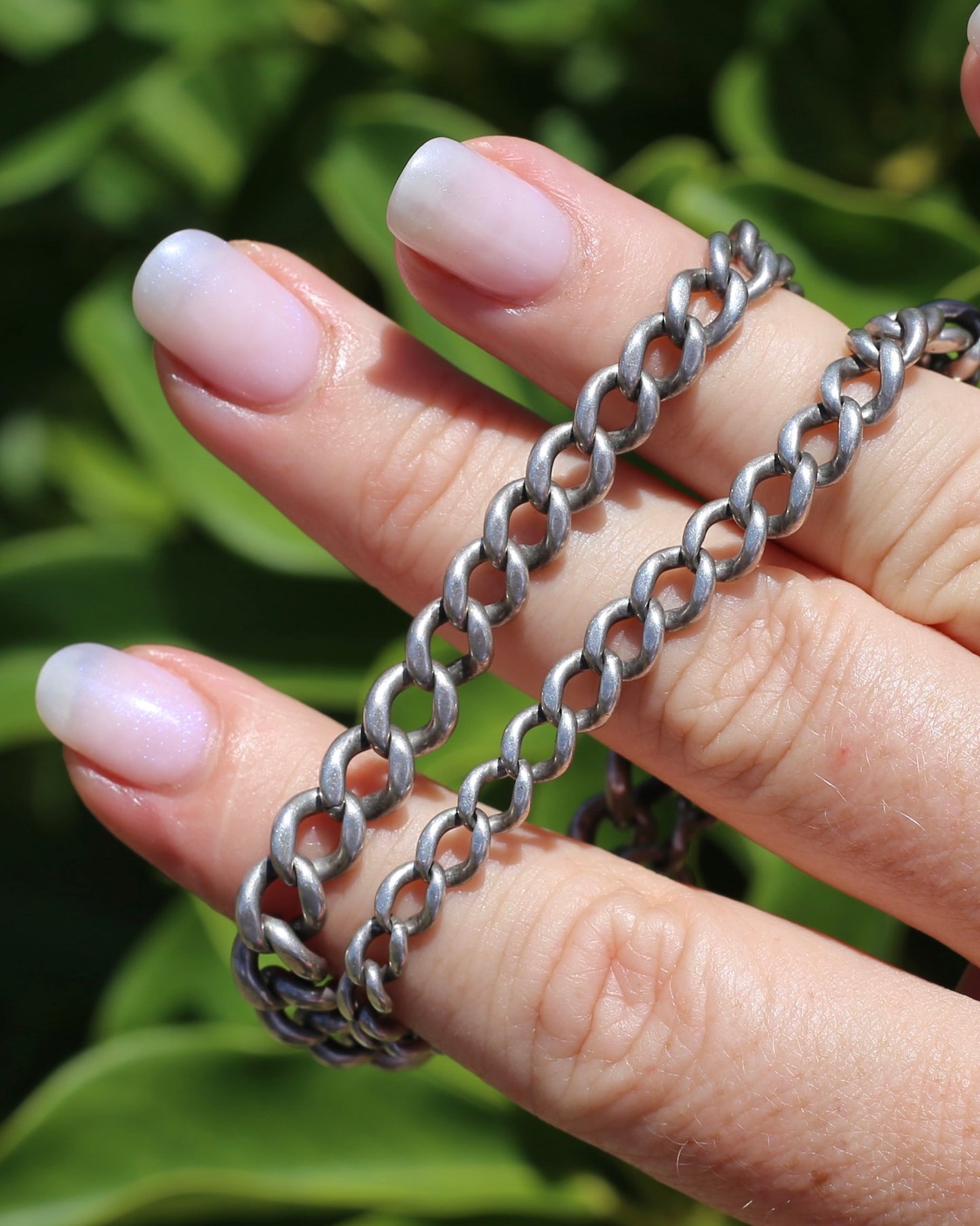 Vintique Uk Made Graduated Curb Sterling Silver Single Watch Chain with Albert Swivel, 34cm or 13.5 inches, 25.9g