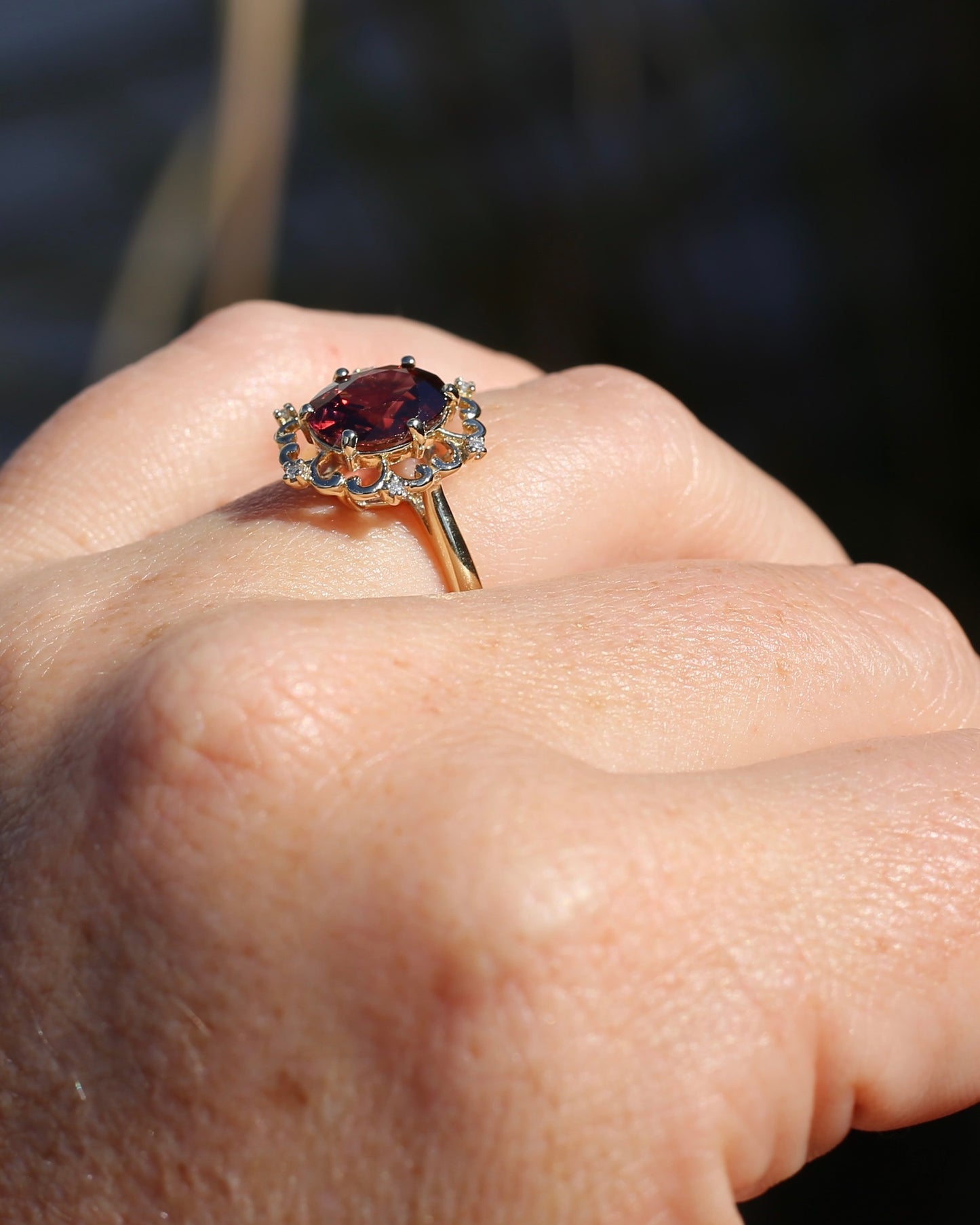 Vintage 3.48ct Natural Zircon and Diamond Ring, 9ct Yellow Gold , size O or 7.25 with valuation