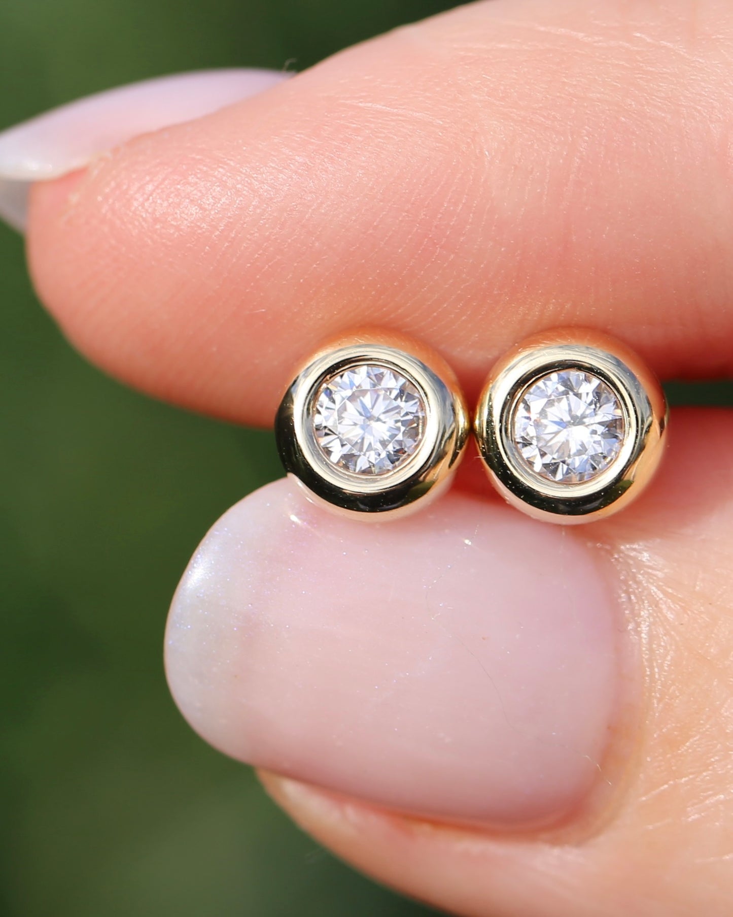 7mm Round Gold Bezel Set Studs, 9ct Yellow Gold, 0.65g