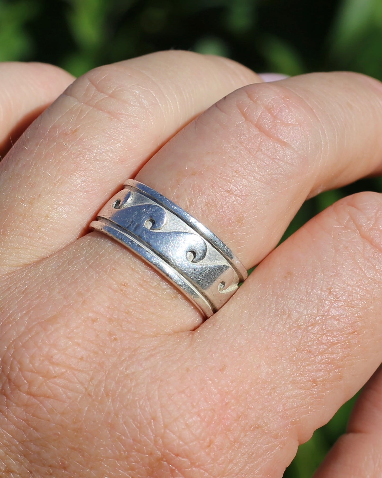Chunky Sterling Silver Wave Ring, size U or 10 (fits more like an S1/2 or T)